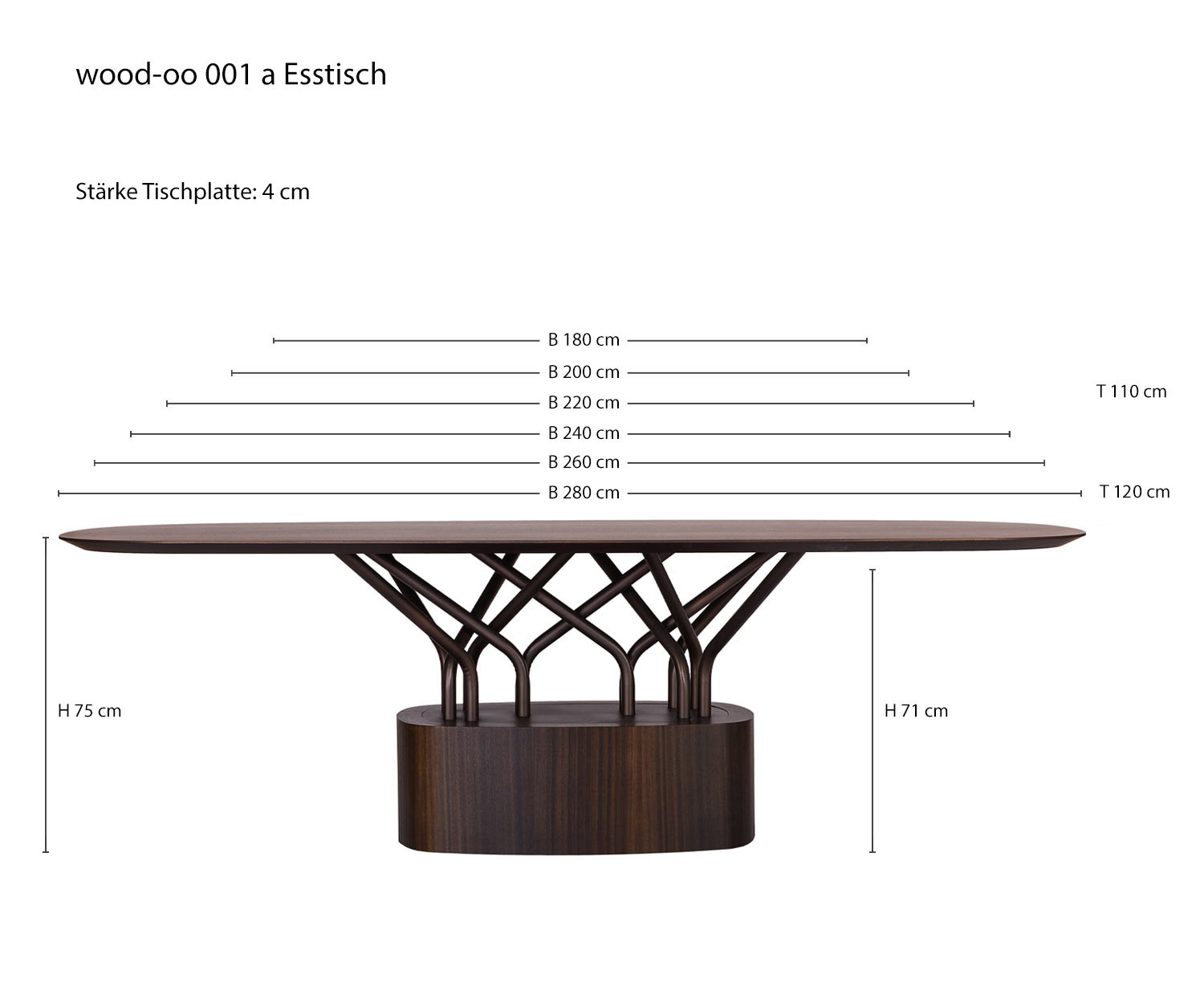 Designer Esszimmertisch wood oo 001 von al2 Maße Skizze Größen Größenangaben Designer Esszimmertisch wood oo 001 von al2 Maße Skizze Größen Größenangaben