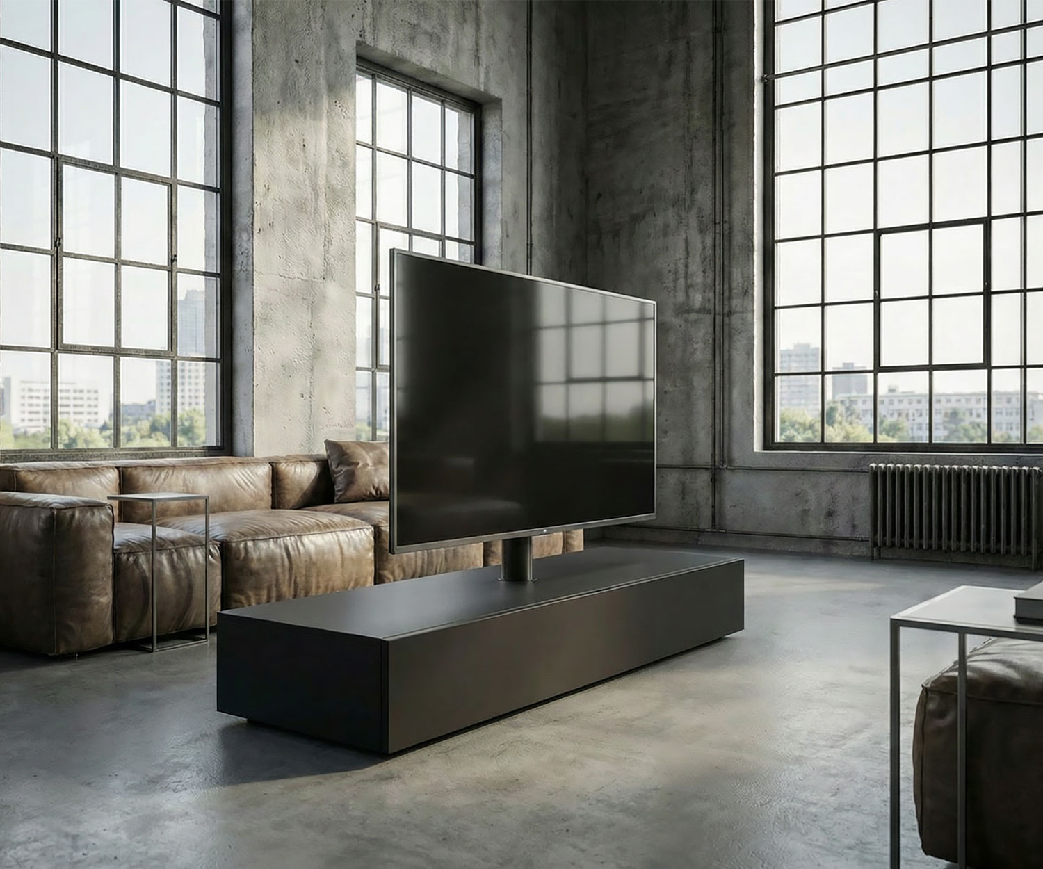 Livitalia Roto Slim TV Raumteiler Freistehend mit Rückwand & Drehbar