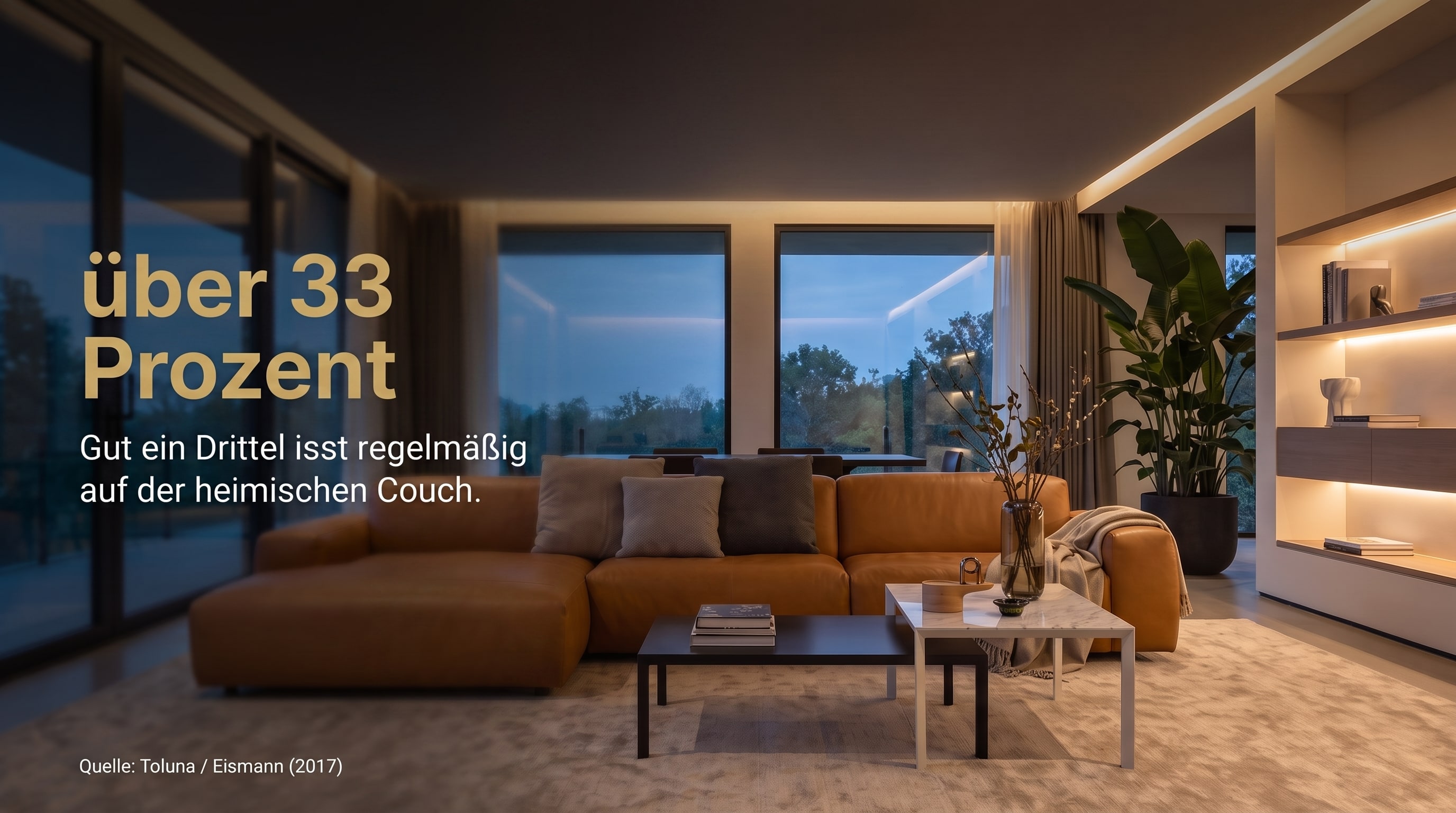 über 33 Prozent – Gut ein Drittel isst regelmäßig auf der heimischen Couch.