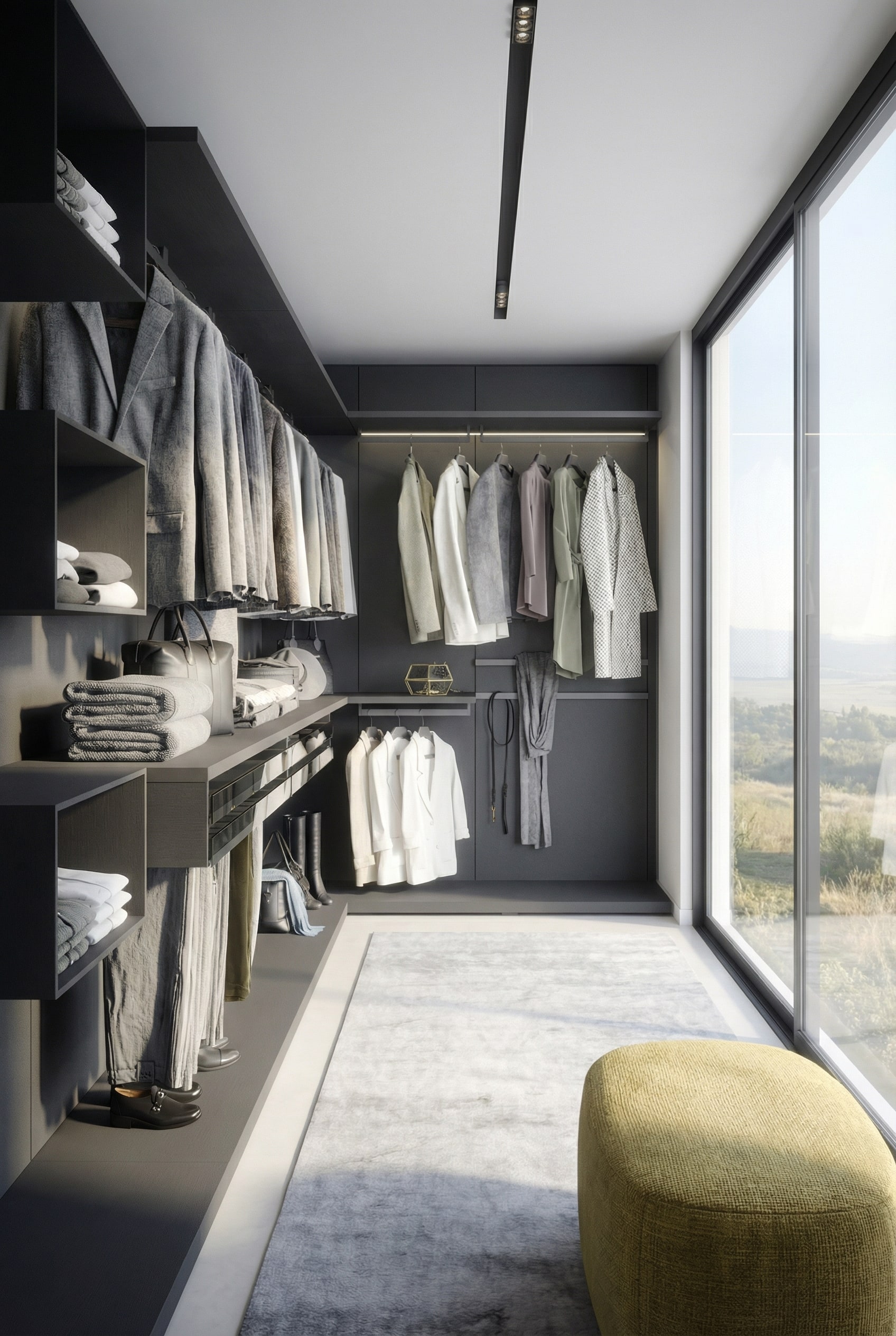 Begehbarer Kleiderschrank mit perfekten Maßen und gestaffelten Tiefen Begehbarer Kleiderschrank mit perfekten Maßen und gestaffelten Tiefen