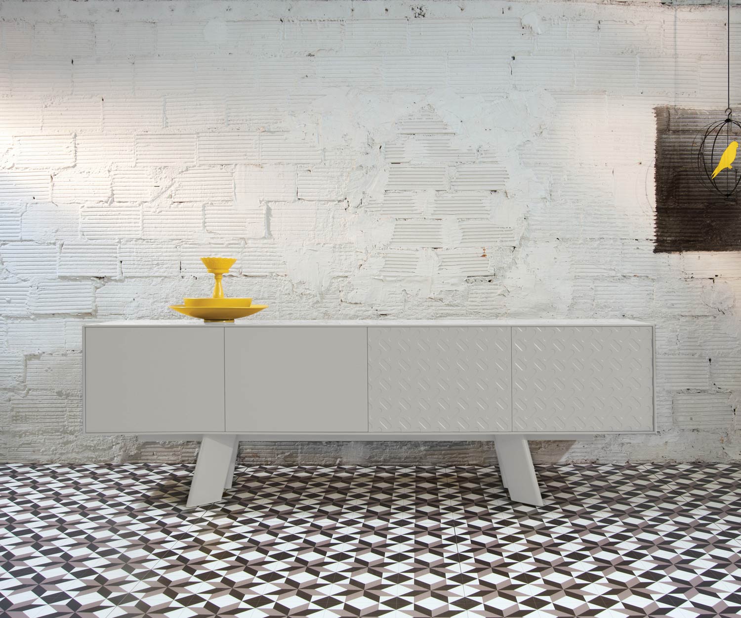 Exclusive al2 Design sideboard Alhambra B 240 cm in white body and white frame Exclusive al2 Design sideboard Alhambra B 240 cm in white body and white frame