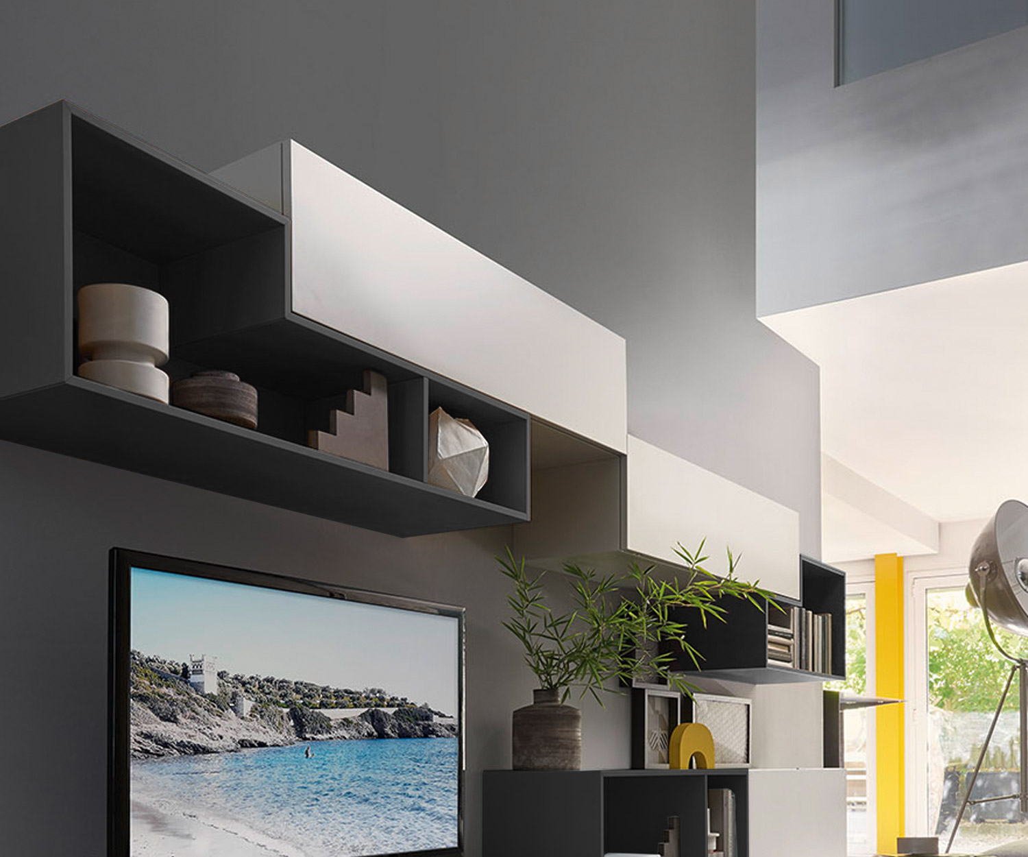 High-quality Livitalia Tetris design wall unit nested in Tetris style High-quality Livitalia Tetris design wall unit nested in Tetris style