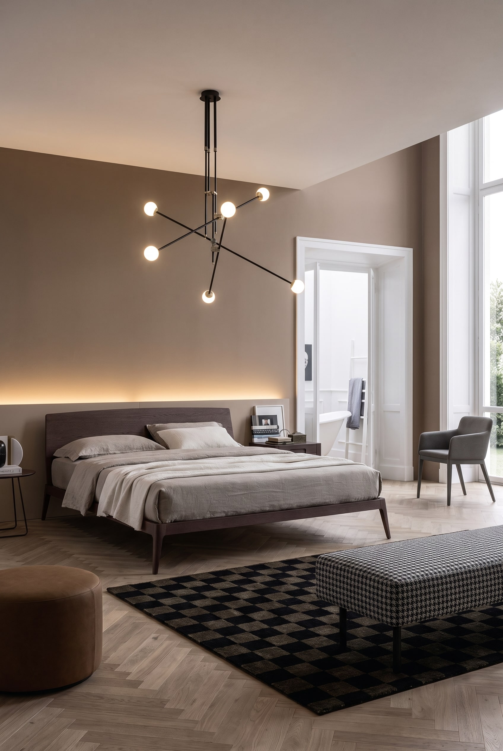 Schlafzimmer in Macchiato mit schwebendem Holzbett Siri Schlafzimmer in Macchiato mit schwebendem Holzbett Siri
