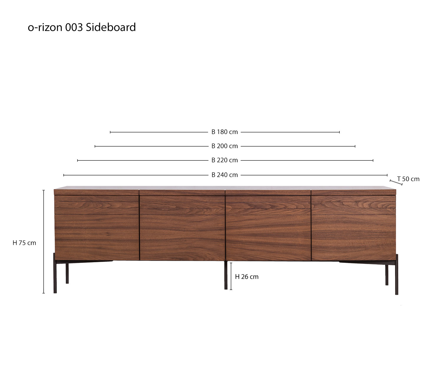 Designer Anrichte o rizon 003 von al2 Skizze Maße Größen Größenangaben Designer Anrichte o rizon 003 von al2 Skizze Maße Größen Größenangaben