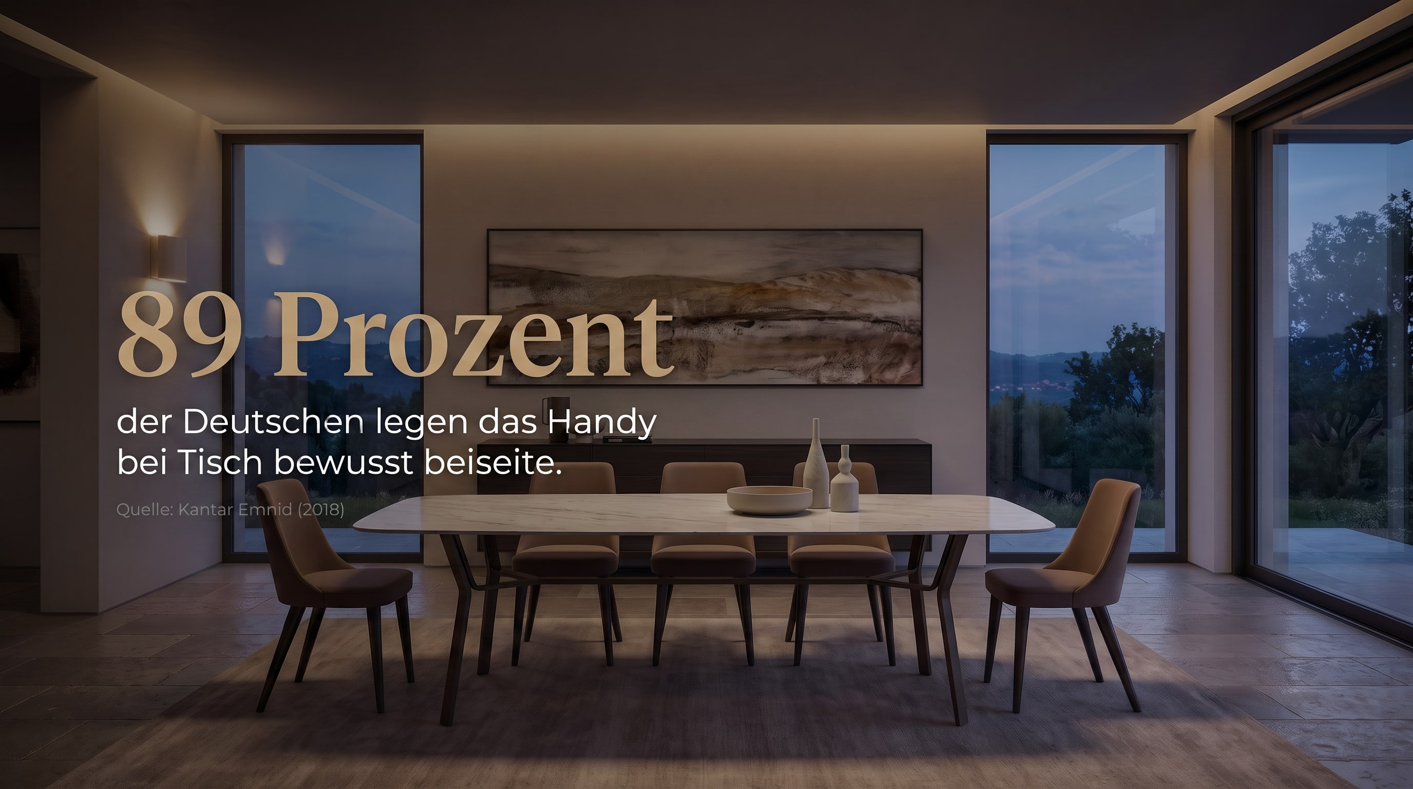 89 Prozent – der Deutschen legen das Handy bei Tisch bewusst beiseite.