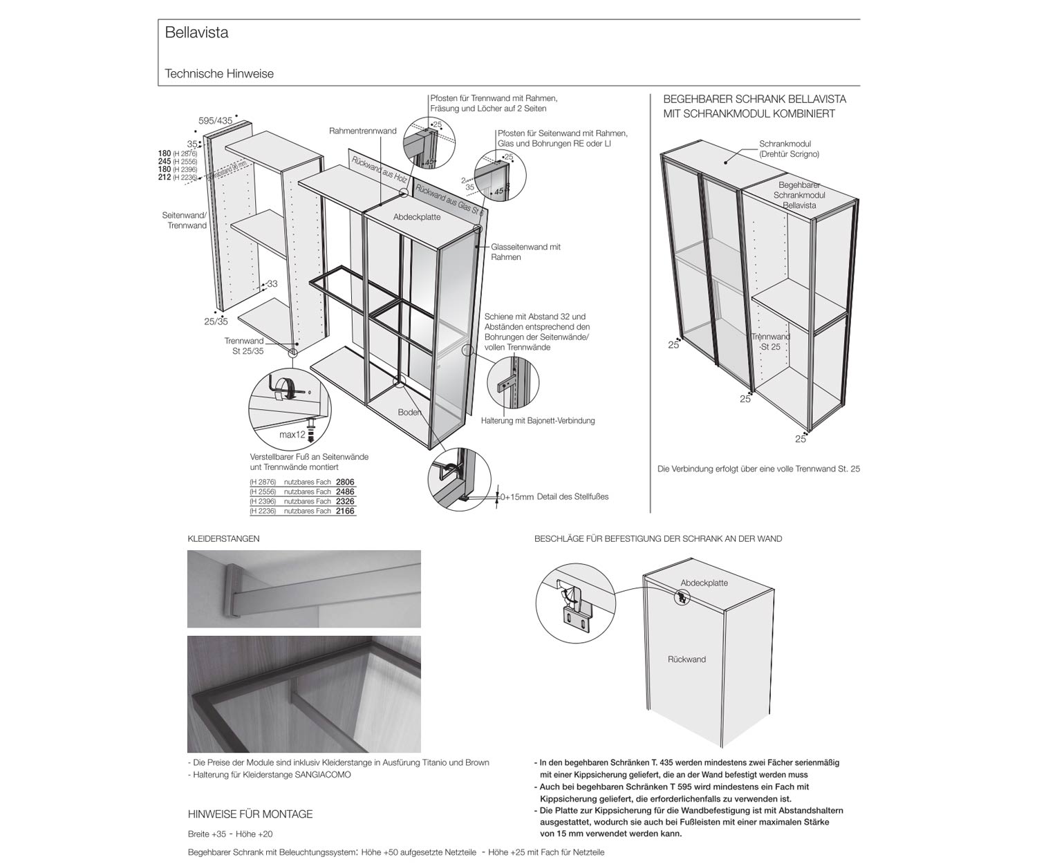 Livitalia Bellavista Ankleidezimmer Design System Technische Daten
