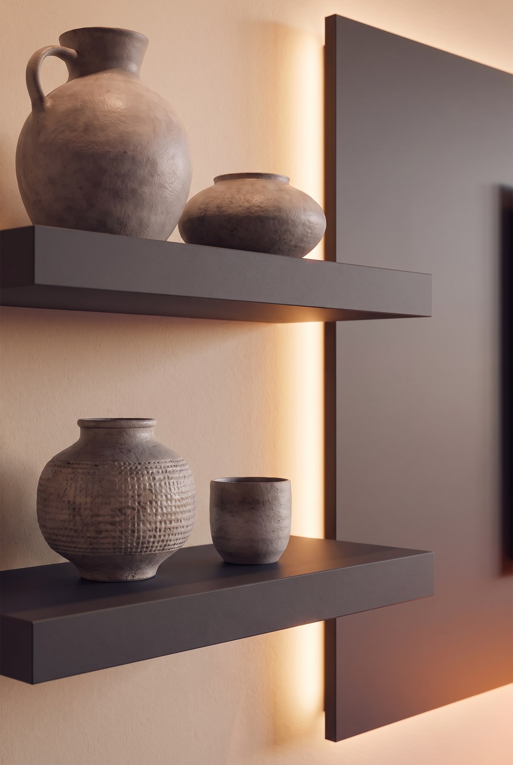 Detailed view of the indirect LED lighting behind the TV panel