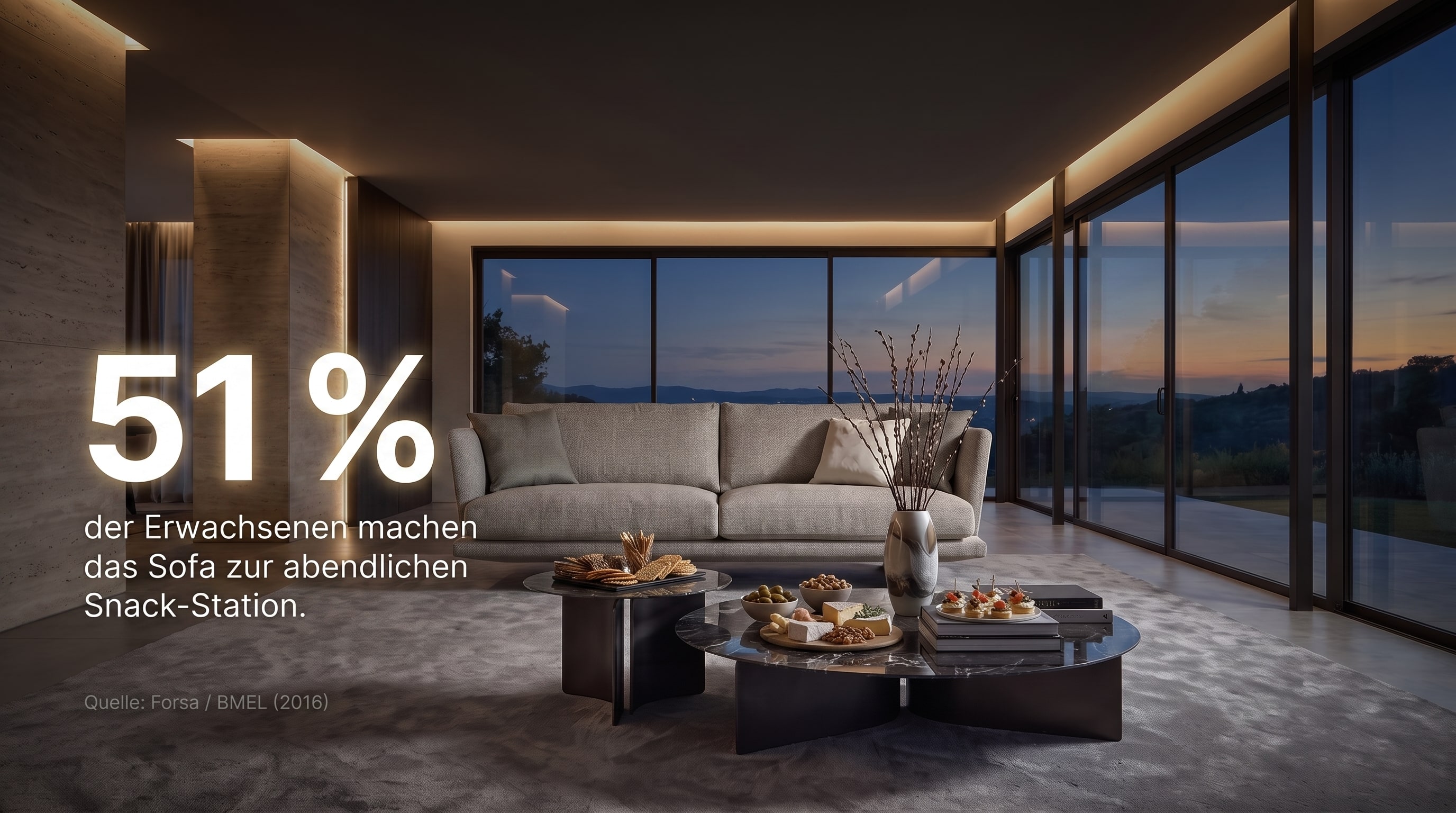 51 % &ndash; of adults turn the sofa into an evening snack station.