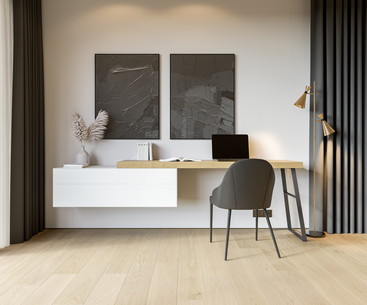 Design Homeoffice Schreibtisch mit Kommode