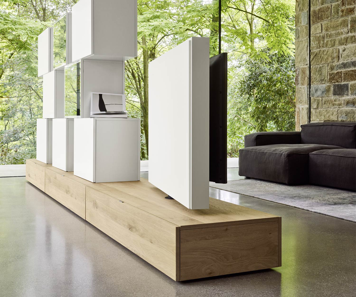 Livitalia Designer wall unit C46 with view of the rear wall