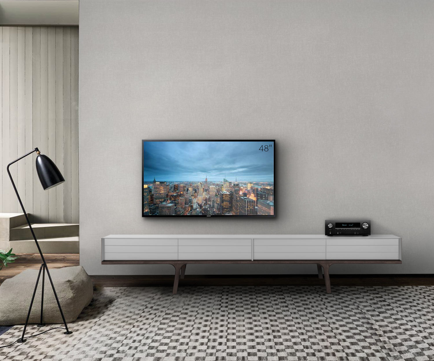 Exklusives al2 Mobius 004 Design TV Design Lowboard auf vier Füßen aus Eukalyptus Massivholz