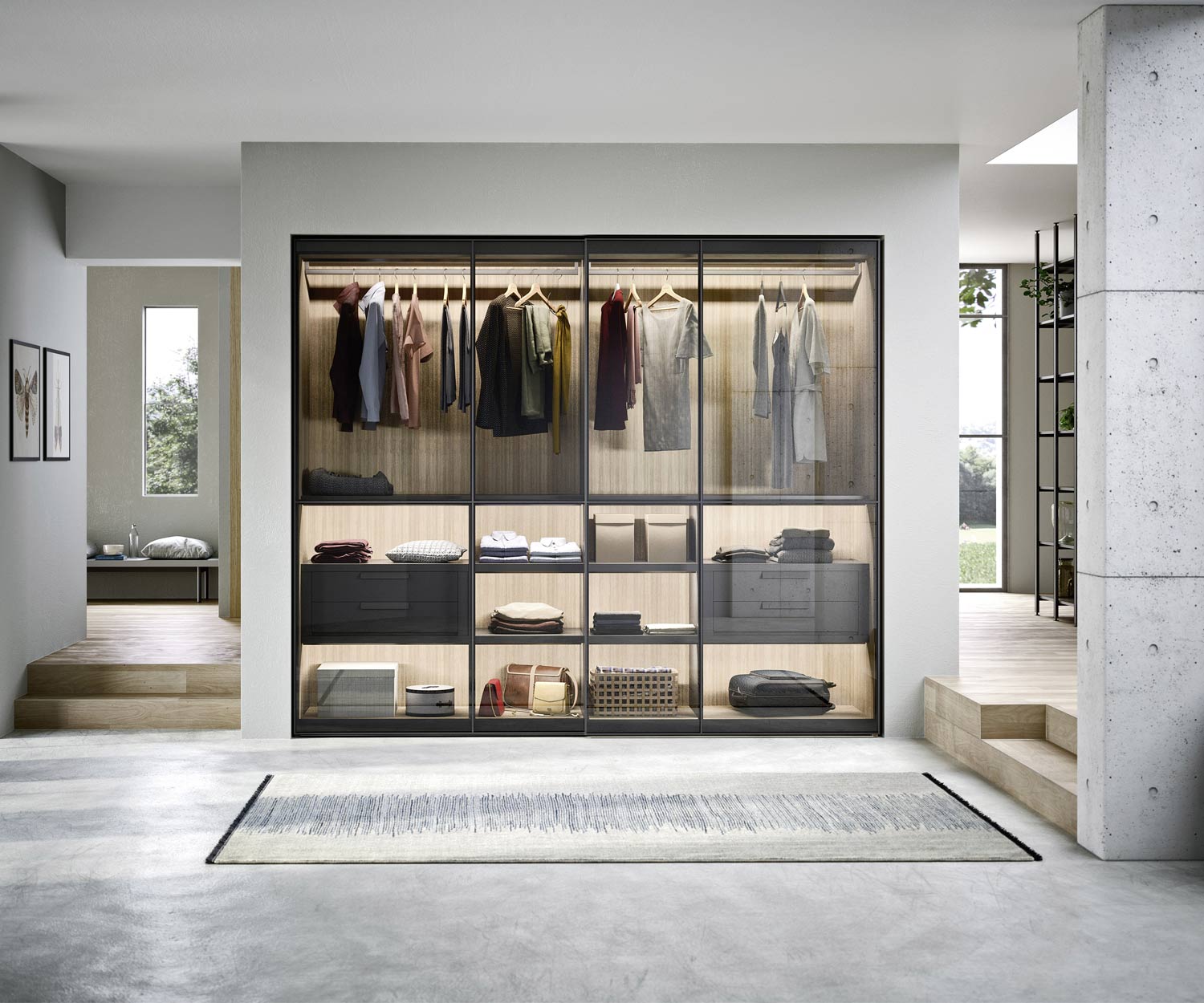 Exklusiver Glas Schiebetüren Design Kleiderschrank Novamobili Layer