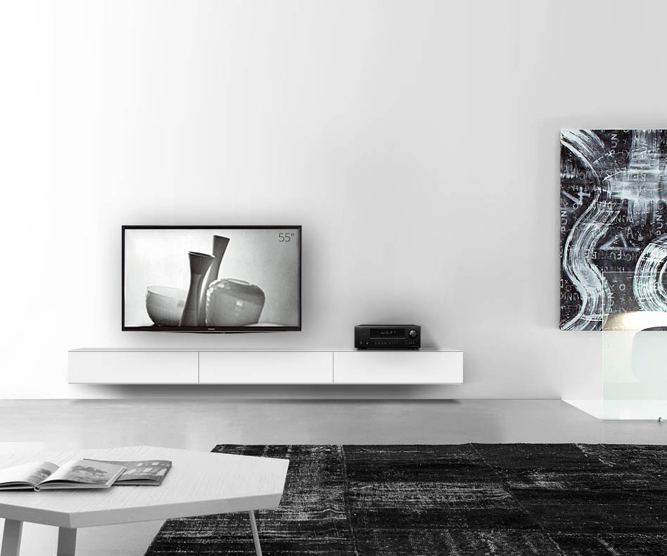 Hängendes Design Lowboard B 270 H25,5 matt weiss