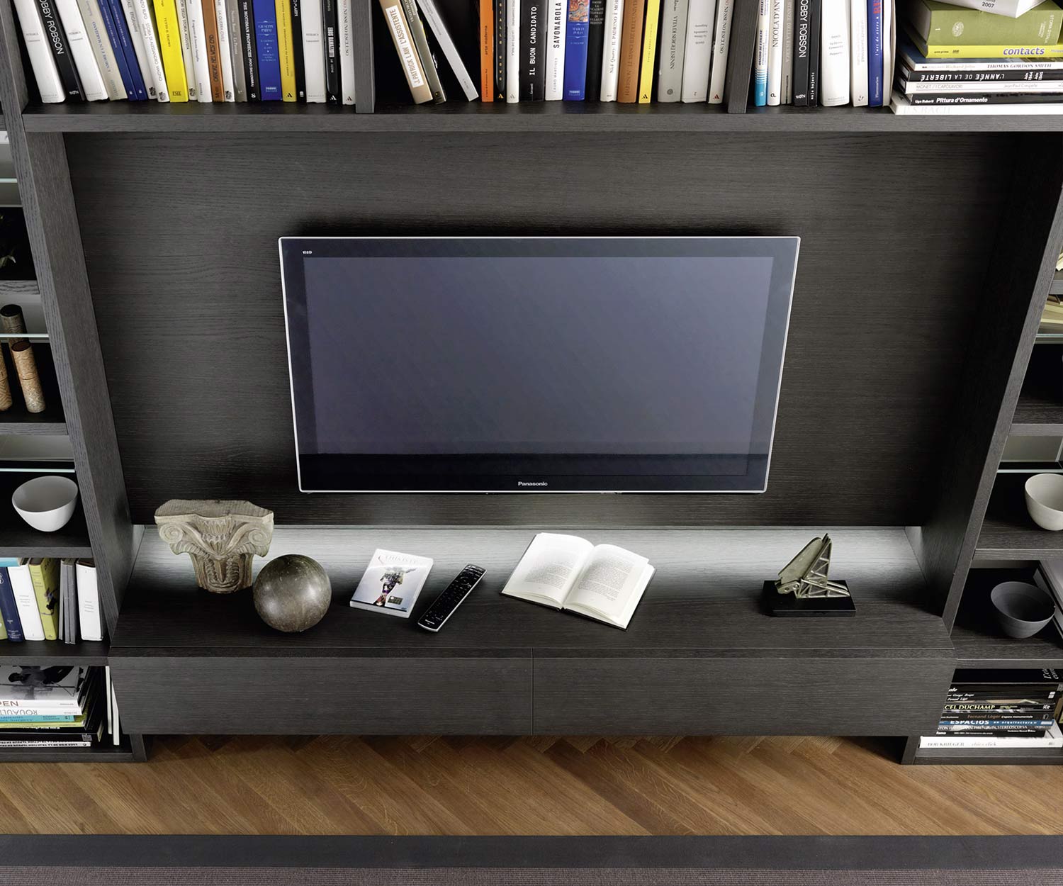 Design Lowboard Eiche Grau Dunkelgrau Hängend 180 cm