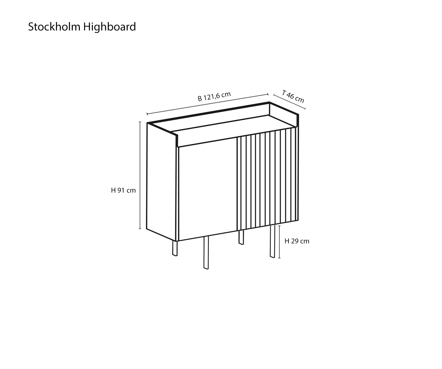 Designer Highboard von Punt Stockhiolm Skizze Größen Größenangaben Maße Designer Highboard von Punt Stockhiolm Skizze Größen Größenangaben Maße