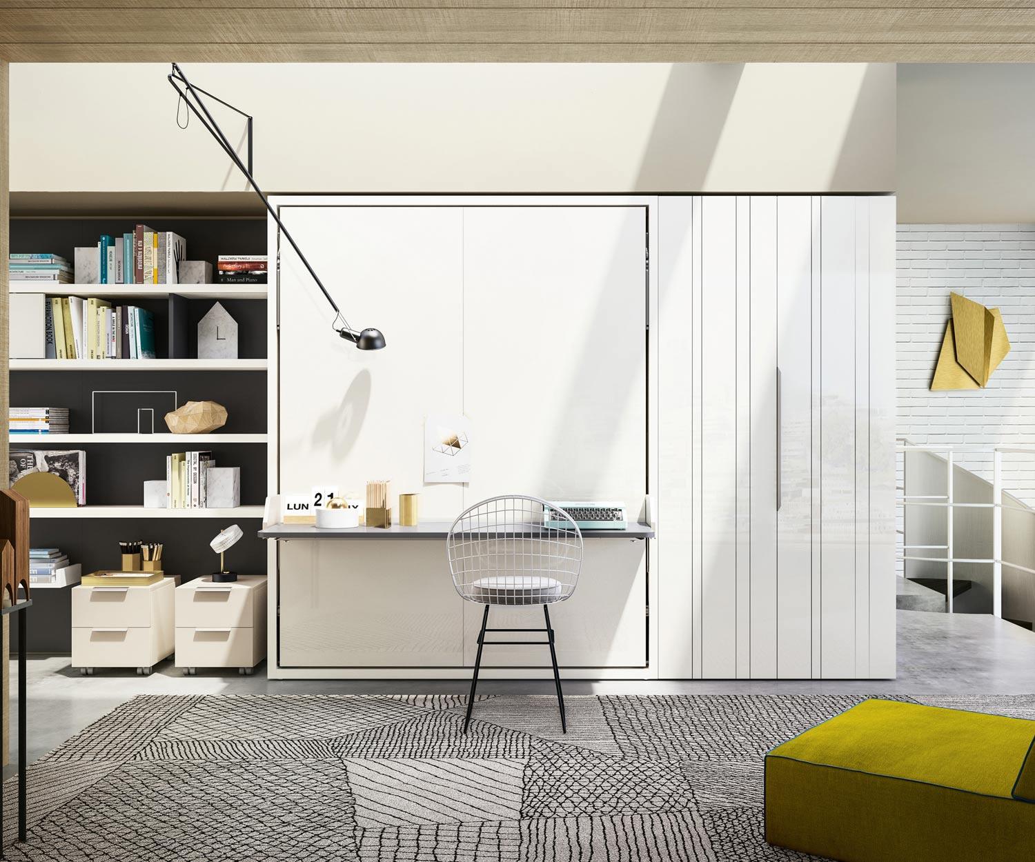 Exklusives Clei Penelope 2 Board Design Schrankbett mit Schreibtisch