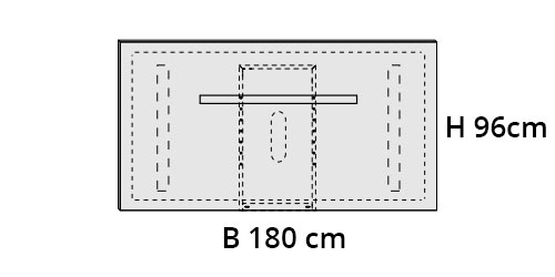 B 180 cm / H 96 cm