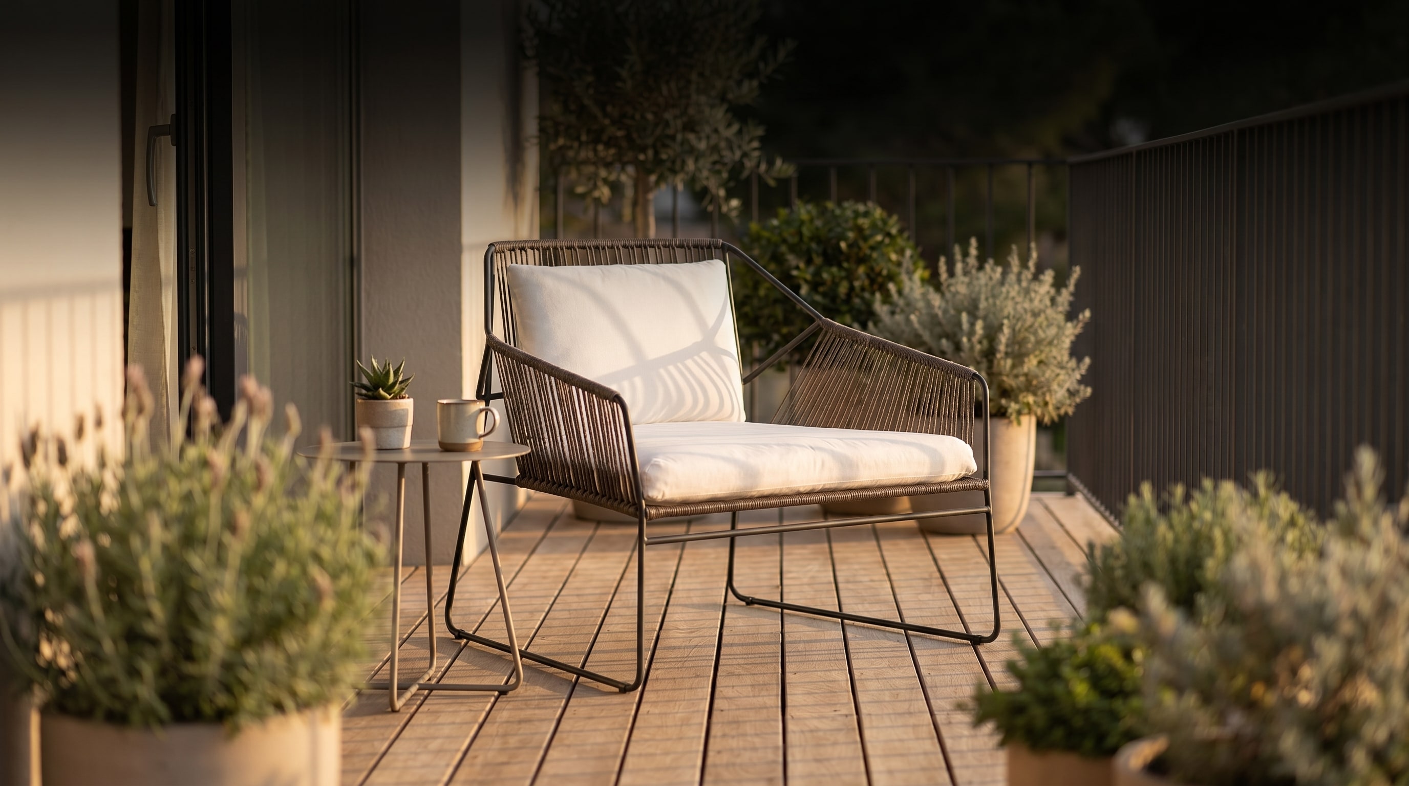 Kleinen Balkon gestalten Lounge: Die Outdoor-Regel