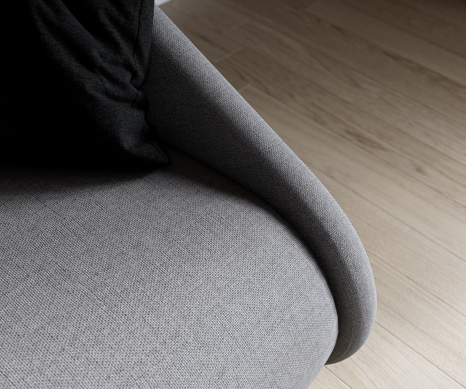 Exklusives Prostoria Schlafsofa Up Lift mit grauem Stoffbezug im Wohnzimmer Exklusives Prostoria Schlafsofa Up Lift mit grauem Stoffbezug im Wohnzimmer
