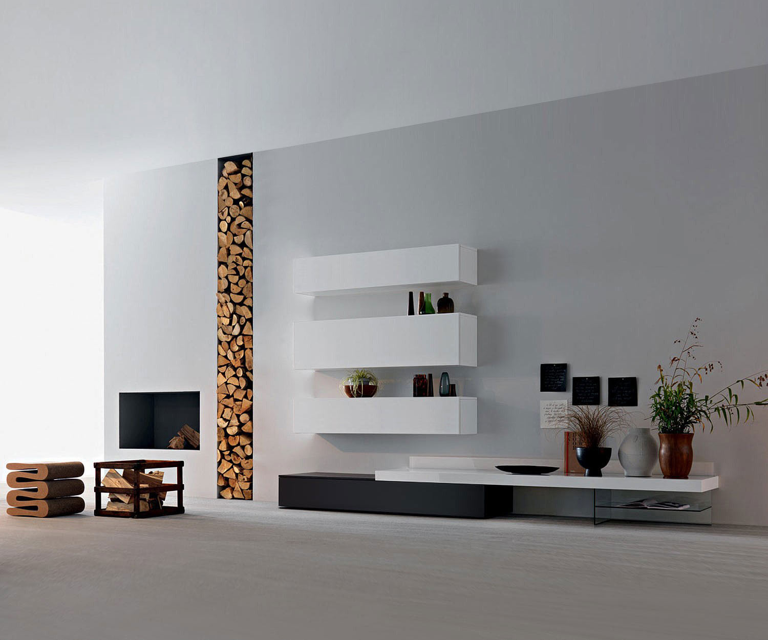 Design Wohnzimmer Hängeschränke Weiß 2x H 32 B 120 & 1x H 40 B 120