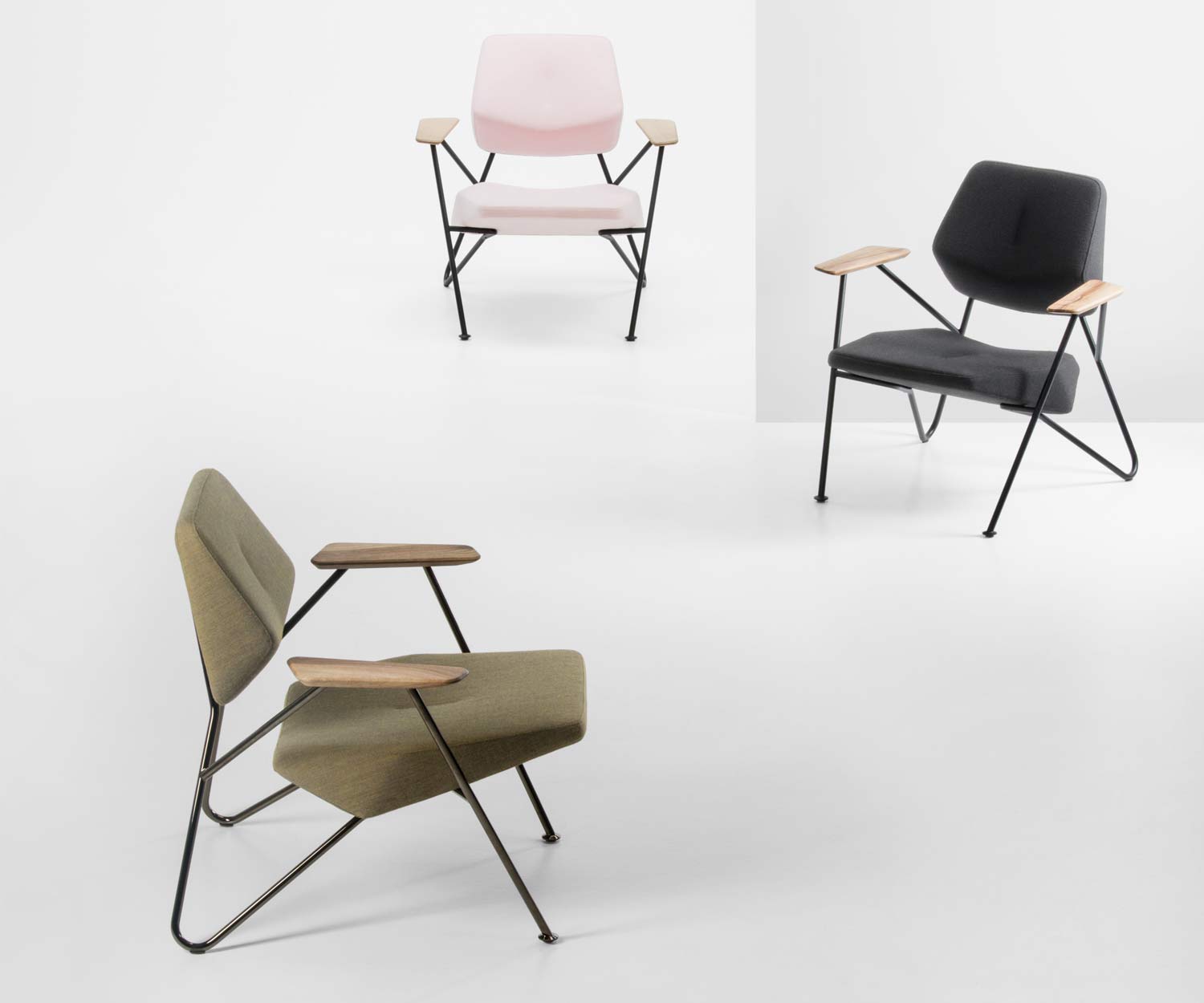 Prostoria Design Sessel Polygon in Grün, Rose und Grau Prostoria Design Sessel Polygon in Grün, Rose und Grau