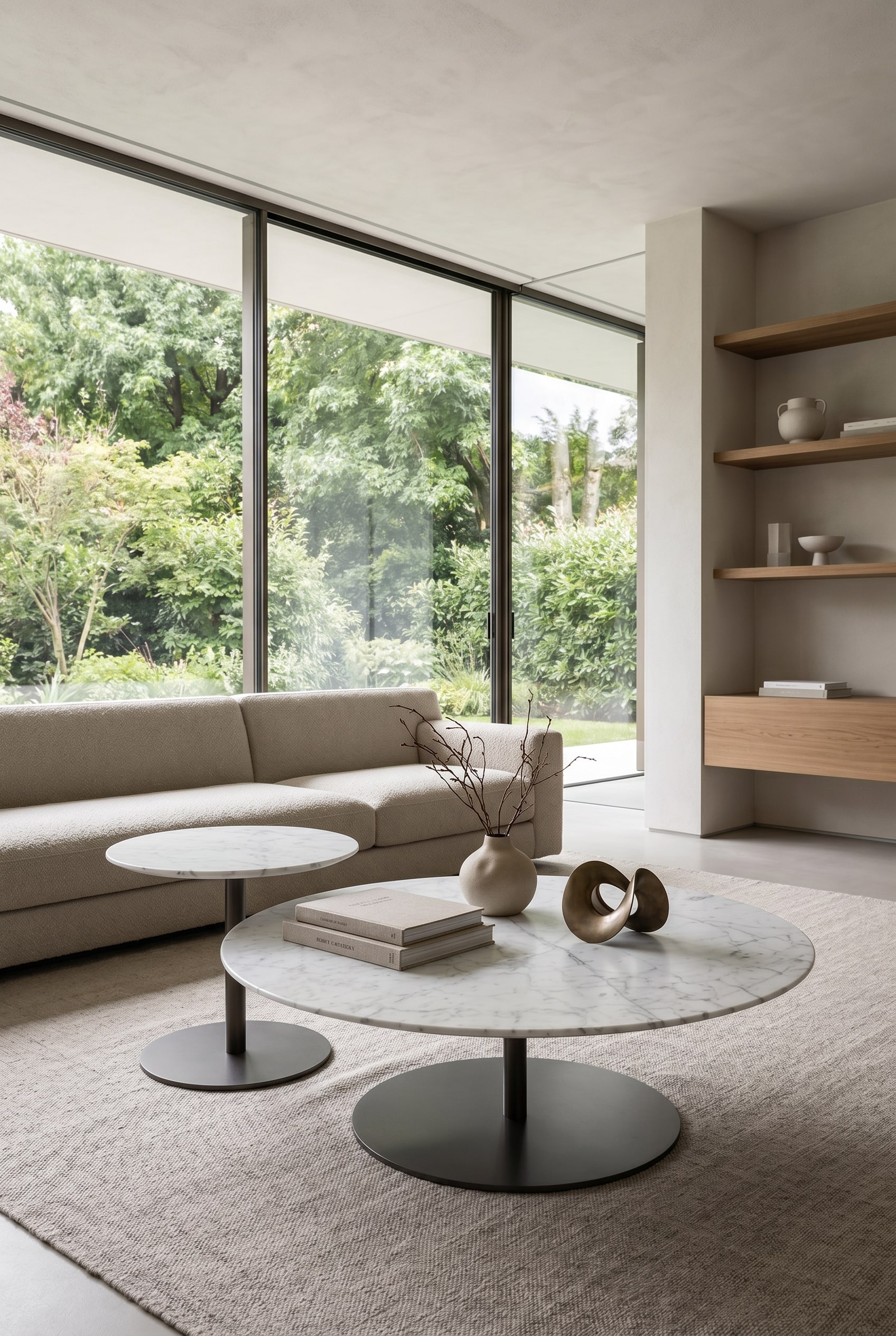 Marelli Couchtisch Break in einer asymmetrischen Gruppierung im modernen Wohnzimmer