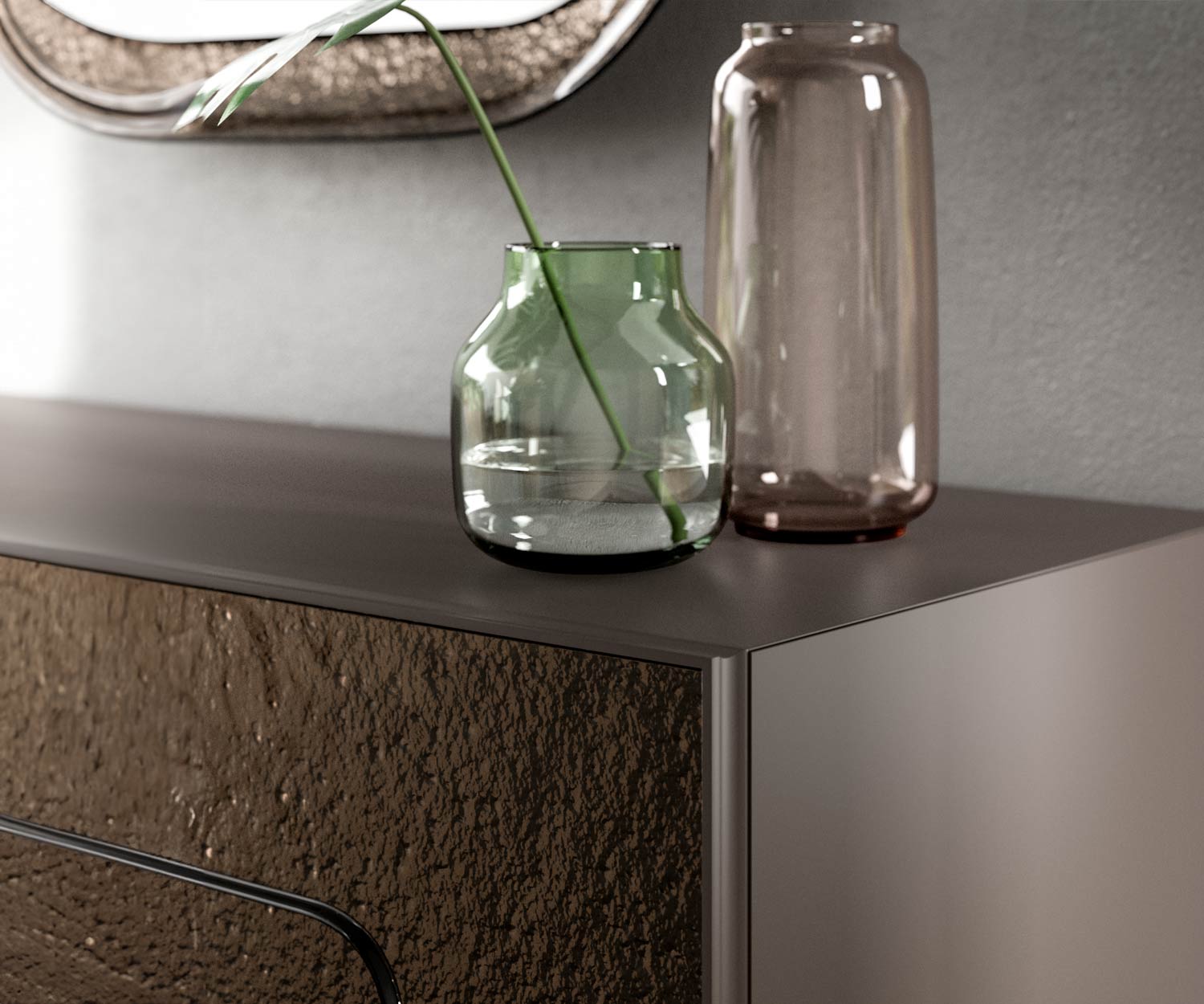 Hochwertiges Sideboard mit Silber Glasfront