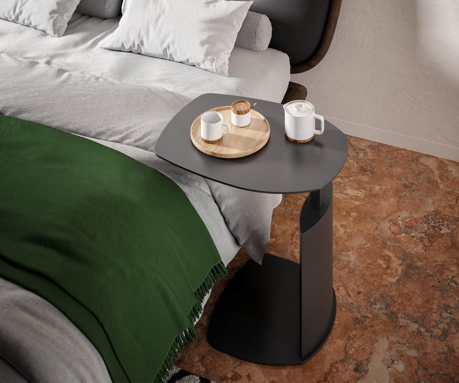 Design Nachttisch Beistelltisch aus Metall hoehenverstellbar Design Nachttisch Beistelltisch aus Metall hoehenverstellbar