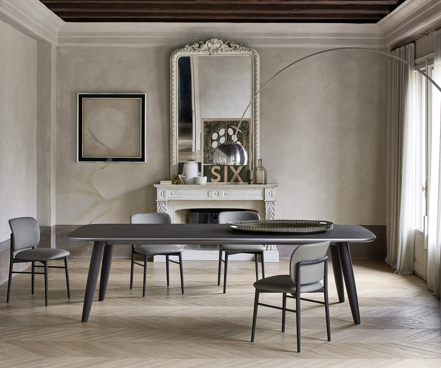 Large Livitalia Convivio designer rectangular dining room table in the living room Large Livitalia Convivio designer rectangular dining room table in the living room