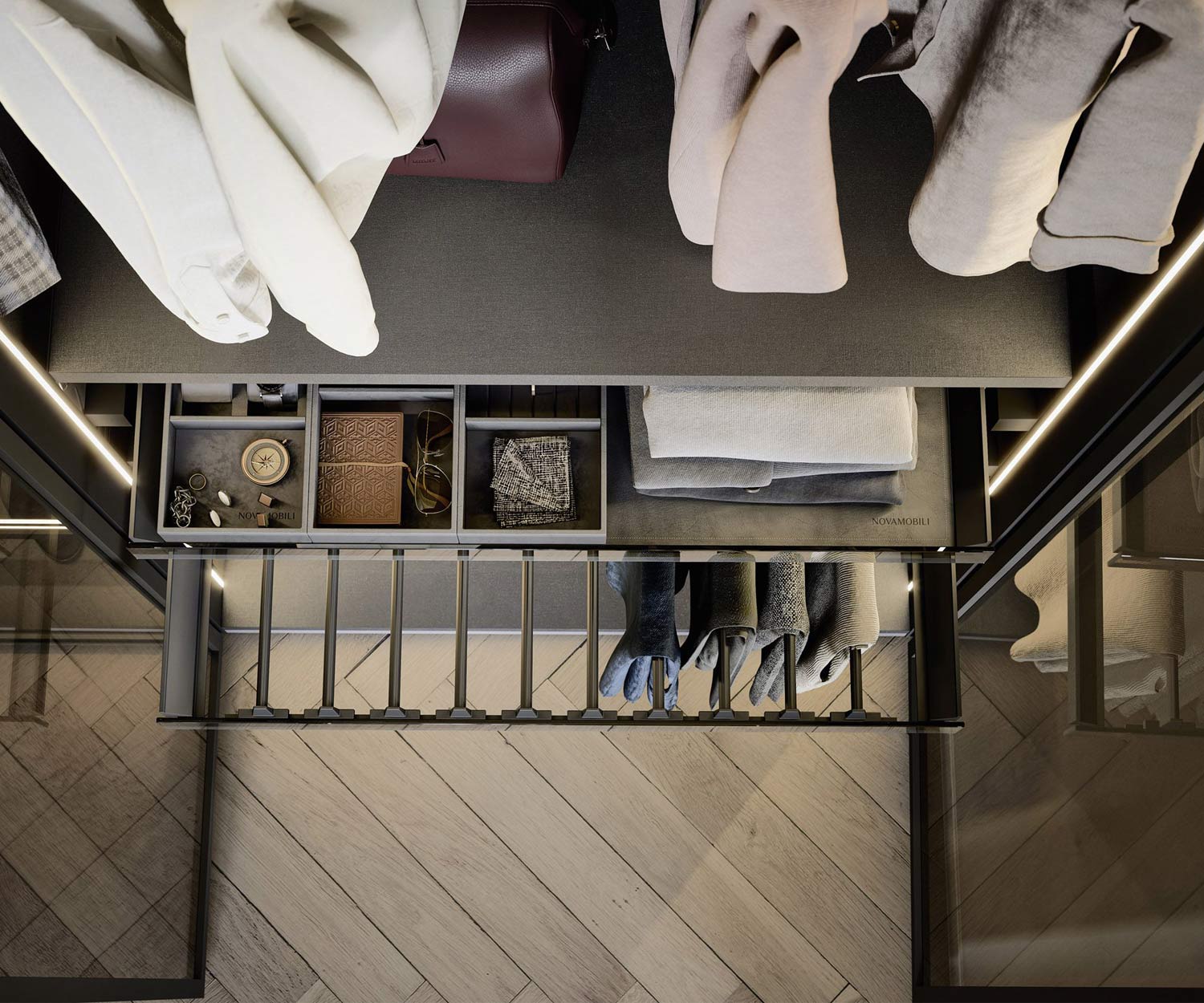 Novamobili Kleiderschrank Perry Glastueren mit Beleuchtung Novamobili Kleiderschrank Perry Glastueren mit Beleuchtung