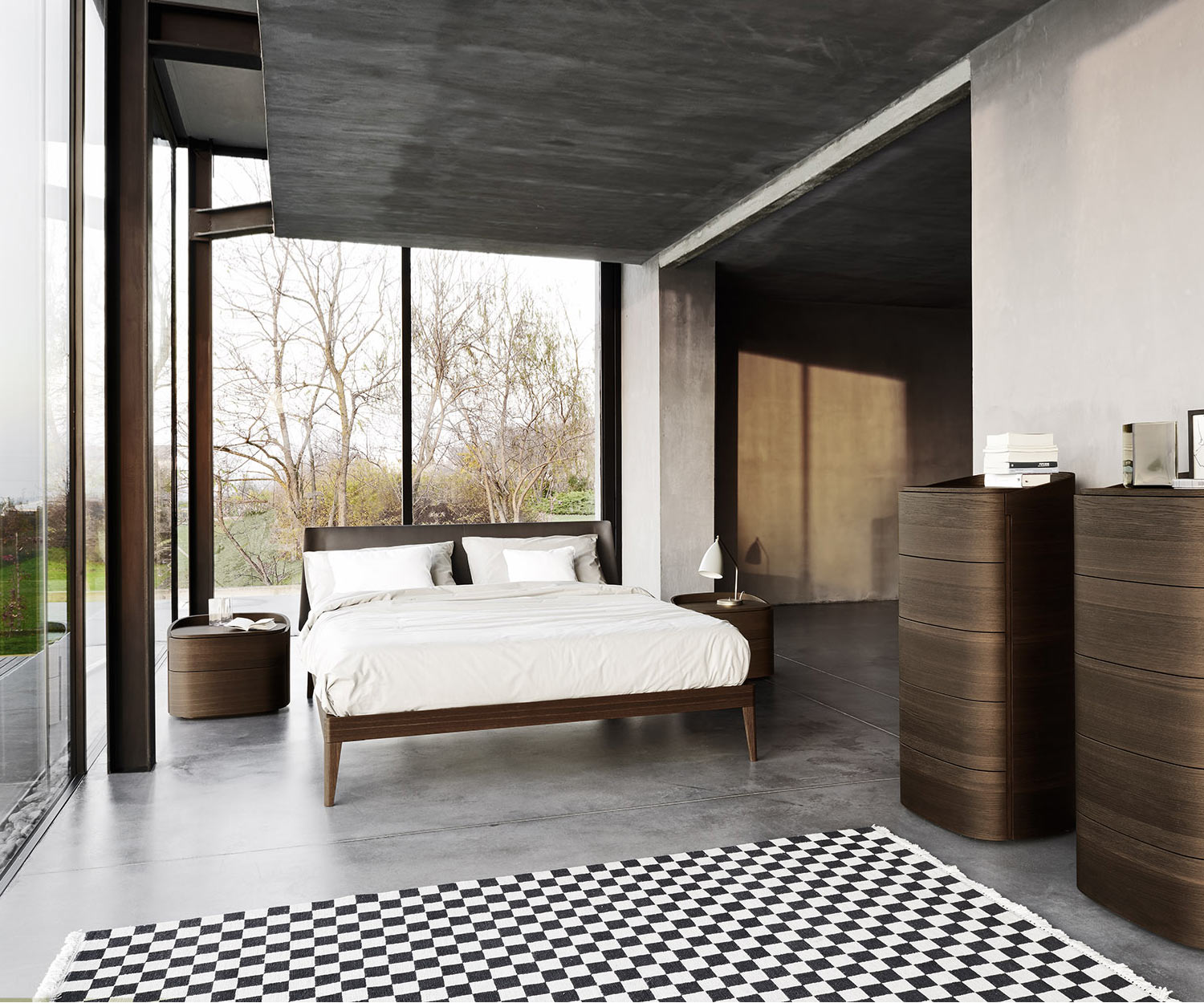 Livitalia Schlafzimmer Design Nachttisch Round mit zwei Schubladen