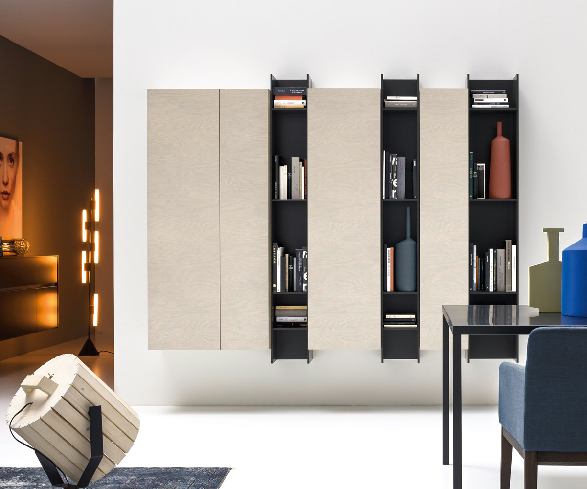 Novamobili Wand Bücherregal Butterfly vertikal schwarz