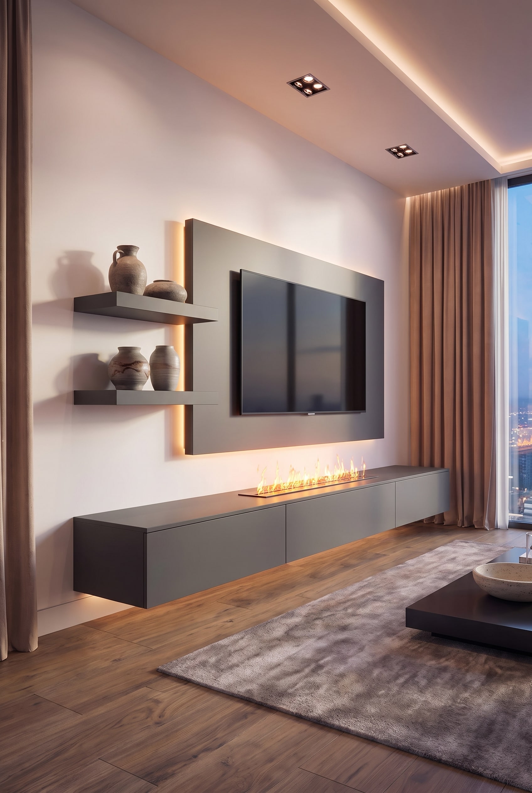 Side view of the wall unit to illustrate the floating 3D effect