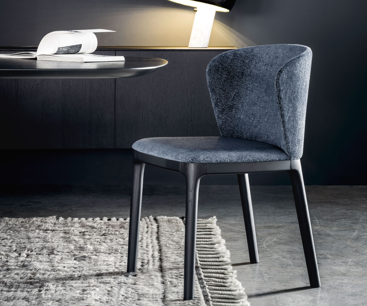 Novamobili Designer Stuhl Navy Nussbaum Walnuss