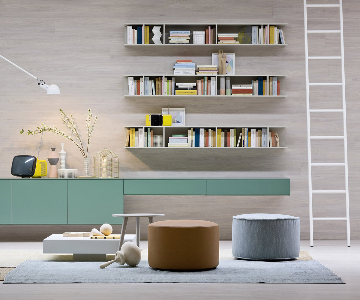 Design Wohnzimmer Wandbücherregal Butterfly von Novamobili