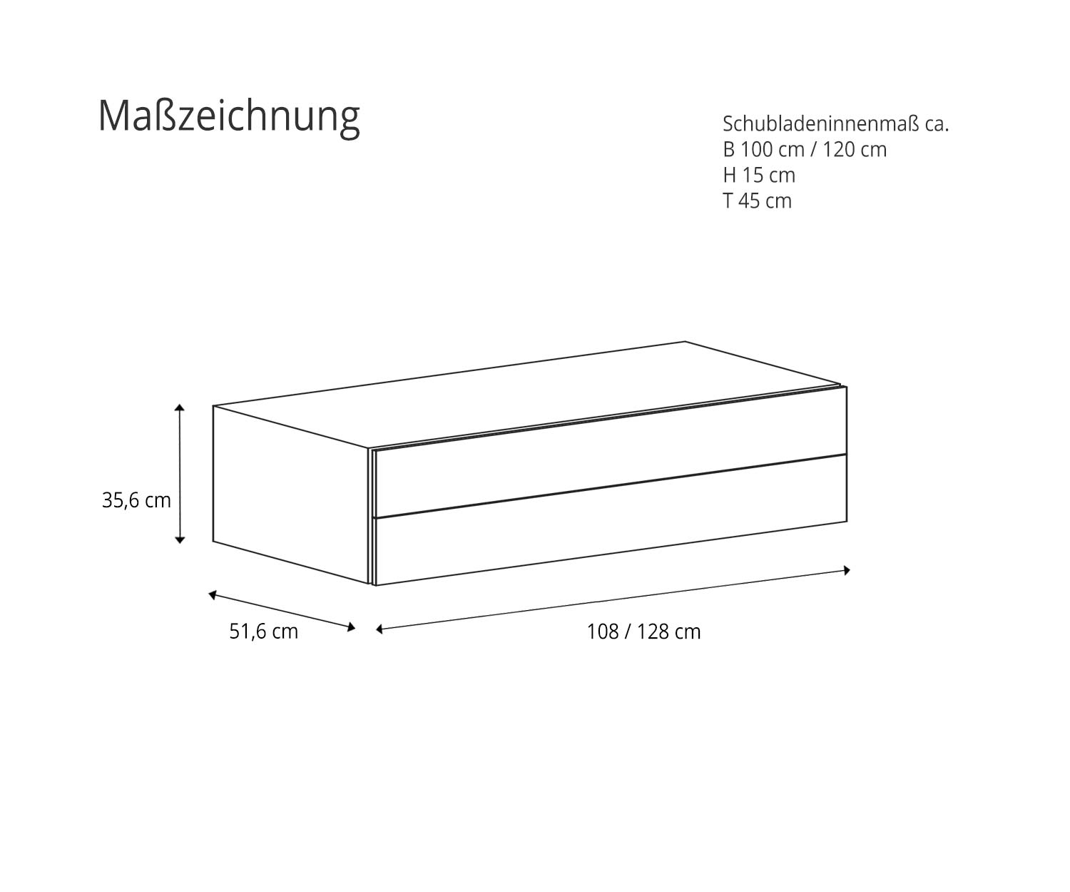 Novamobili Design Hängekommode Easy 2 Maßzeichnung