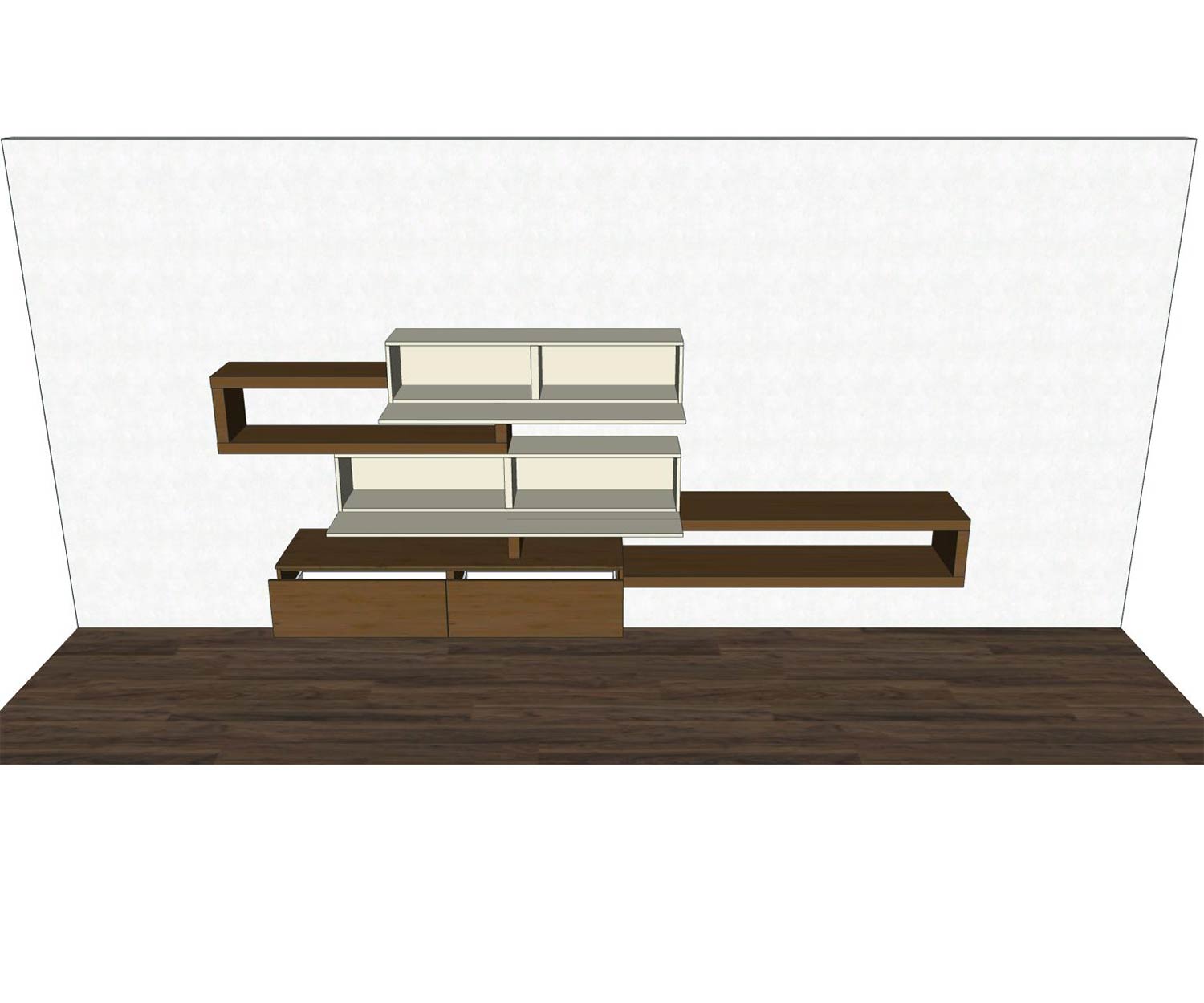 Livitalia Wall unit C25 sketch with open doors and colour-coded elements Livitalia Wall unit C25 sketch with open doors and colour-coded elements