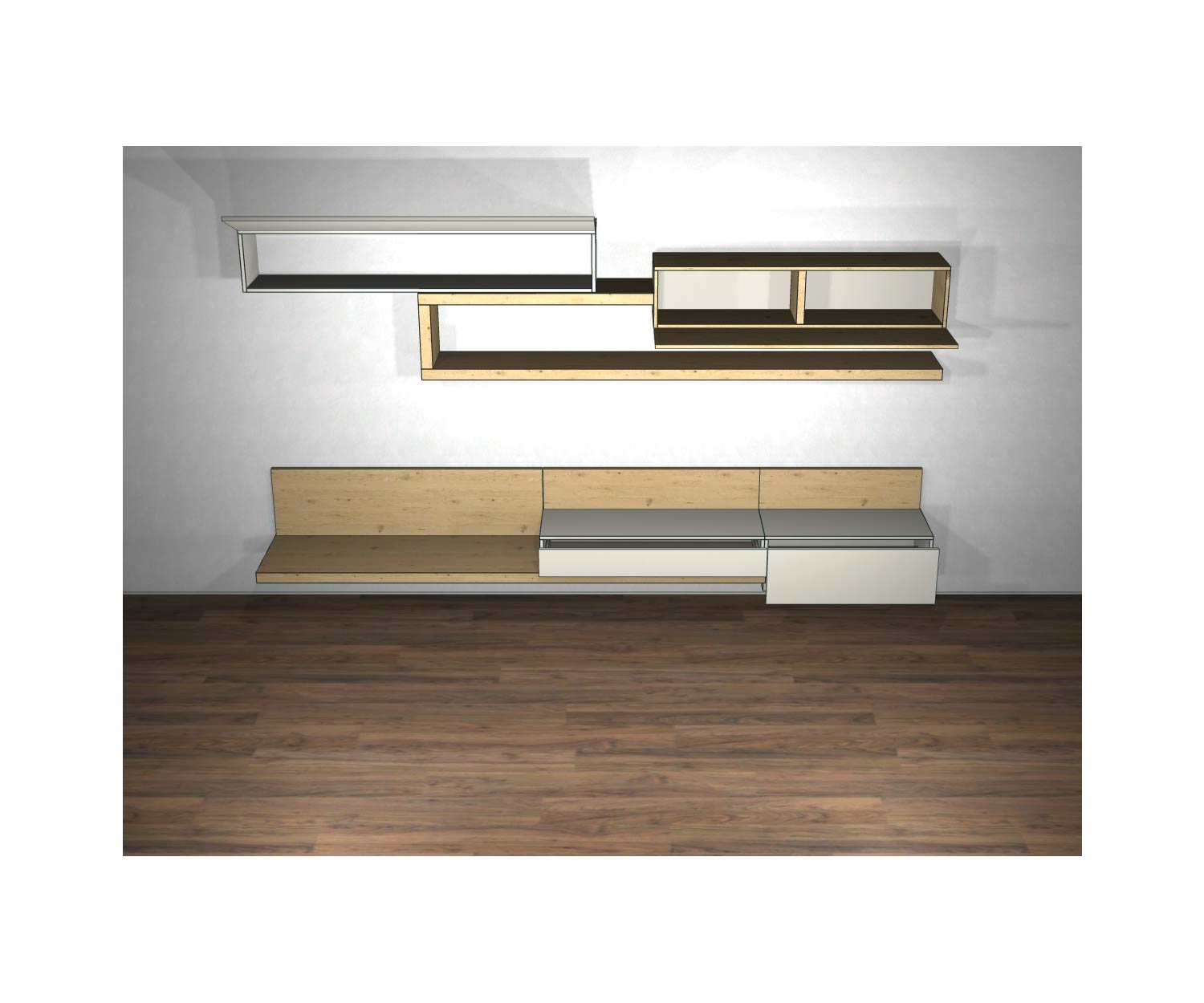 Livitalia Design Wohnwand C26 offene Elemente und offene Türen