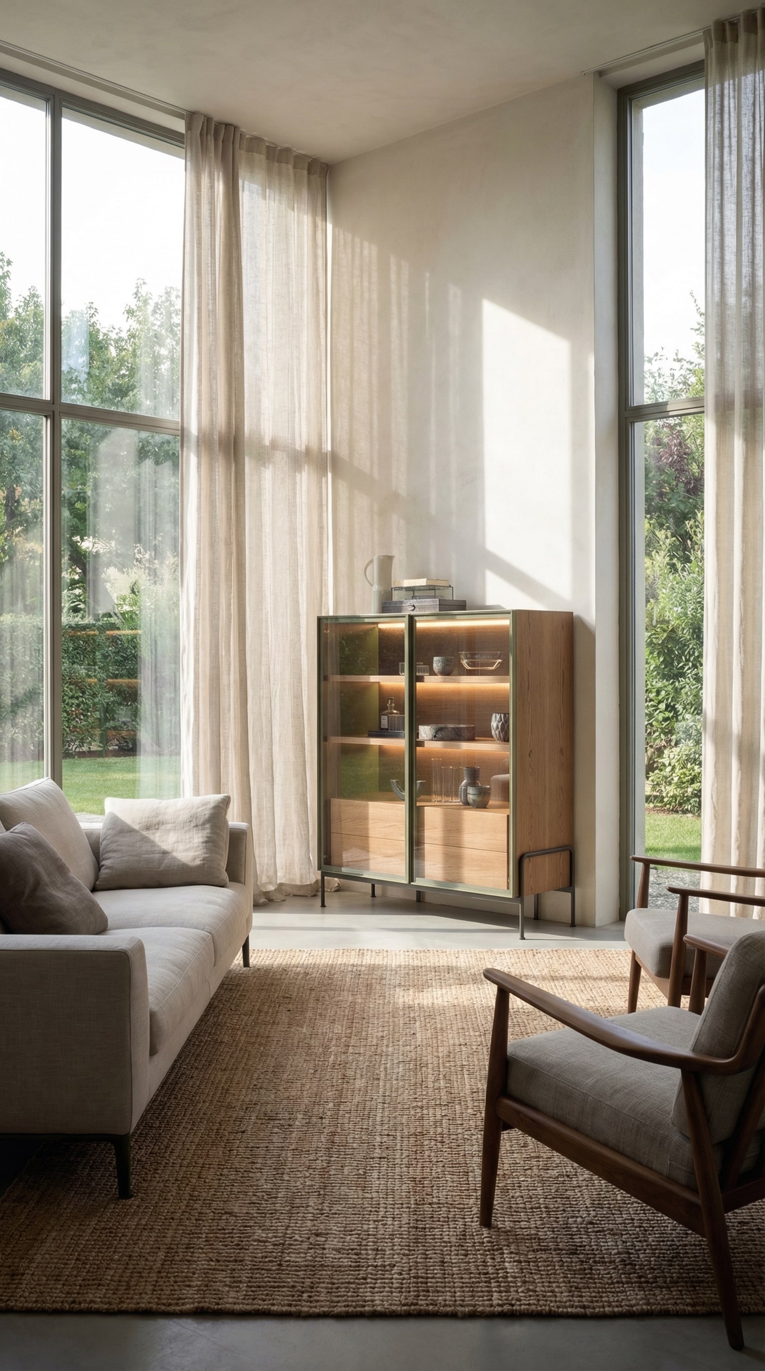 Novamobili Belt Highboard mit Holz- und Metalldetails in einem stilvollen Wohnambiente. Novamobili Belt Highboard mit Holz- und Metalldetails in einem stilvollen Wohnambiente.