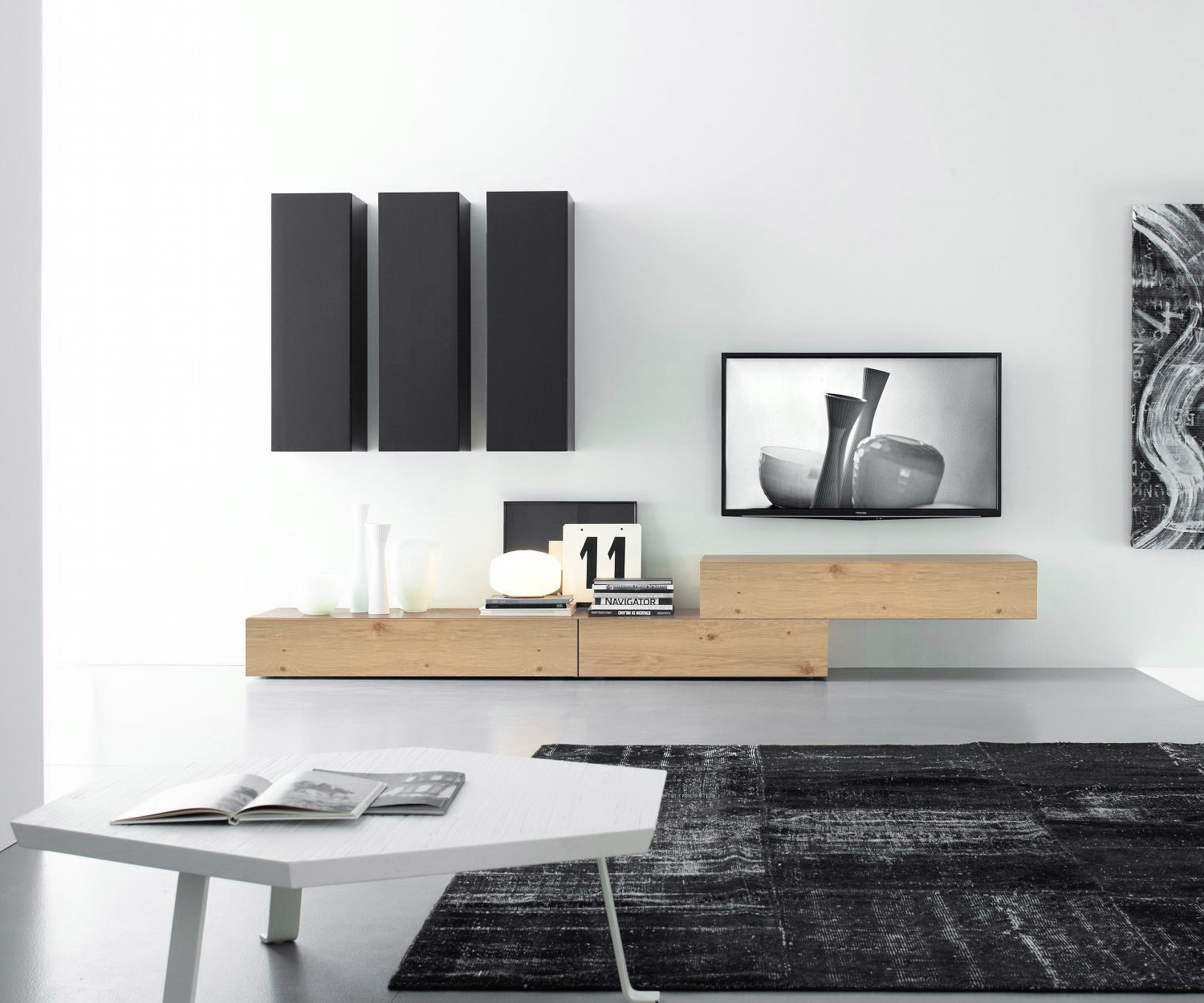 Exclusive Livitalia Design wall unit C14B in light oak veneer Exclusive Livitalia Design wall unit C14B in light oak veneer