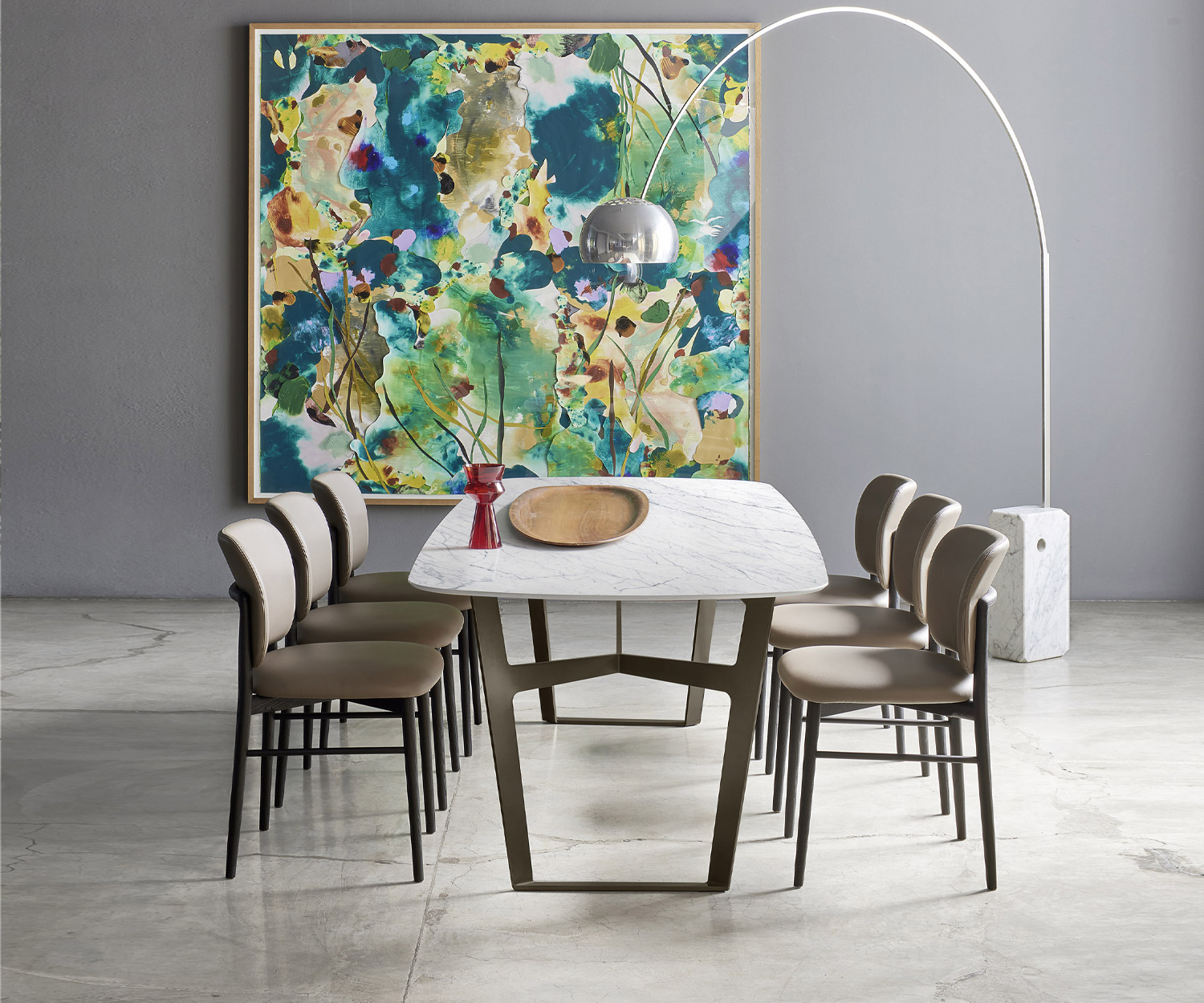 Exklusiver Livitalia Design Esstisch Obi Metallgestell Holz Eiche Furnier