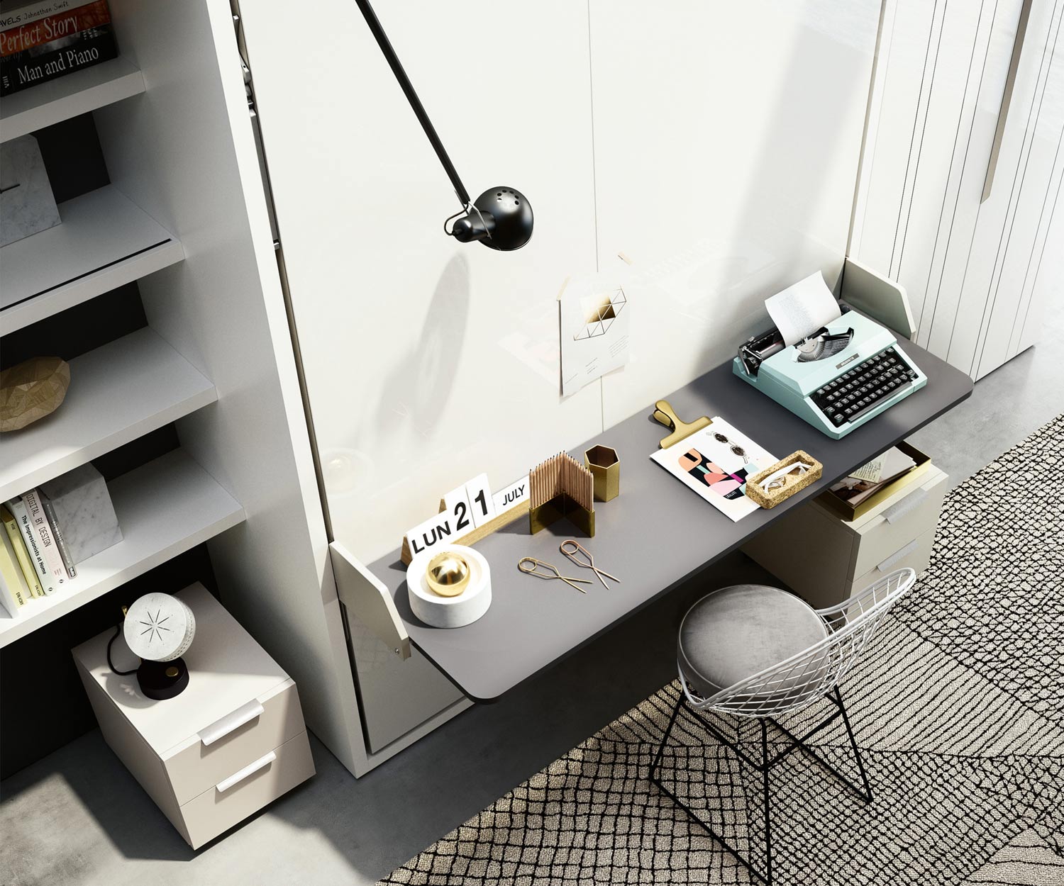 Clei Penelope 2 Designer Schrankbett mit Schreibtisch Clei Penelope 2 Designer Schrankbett mit Schreibtisch