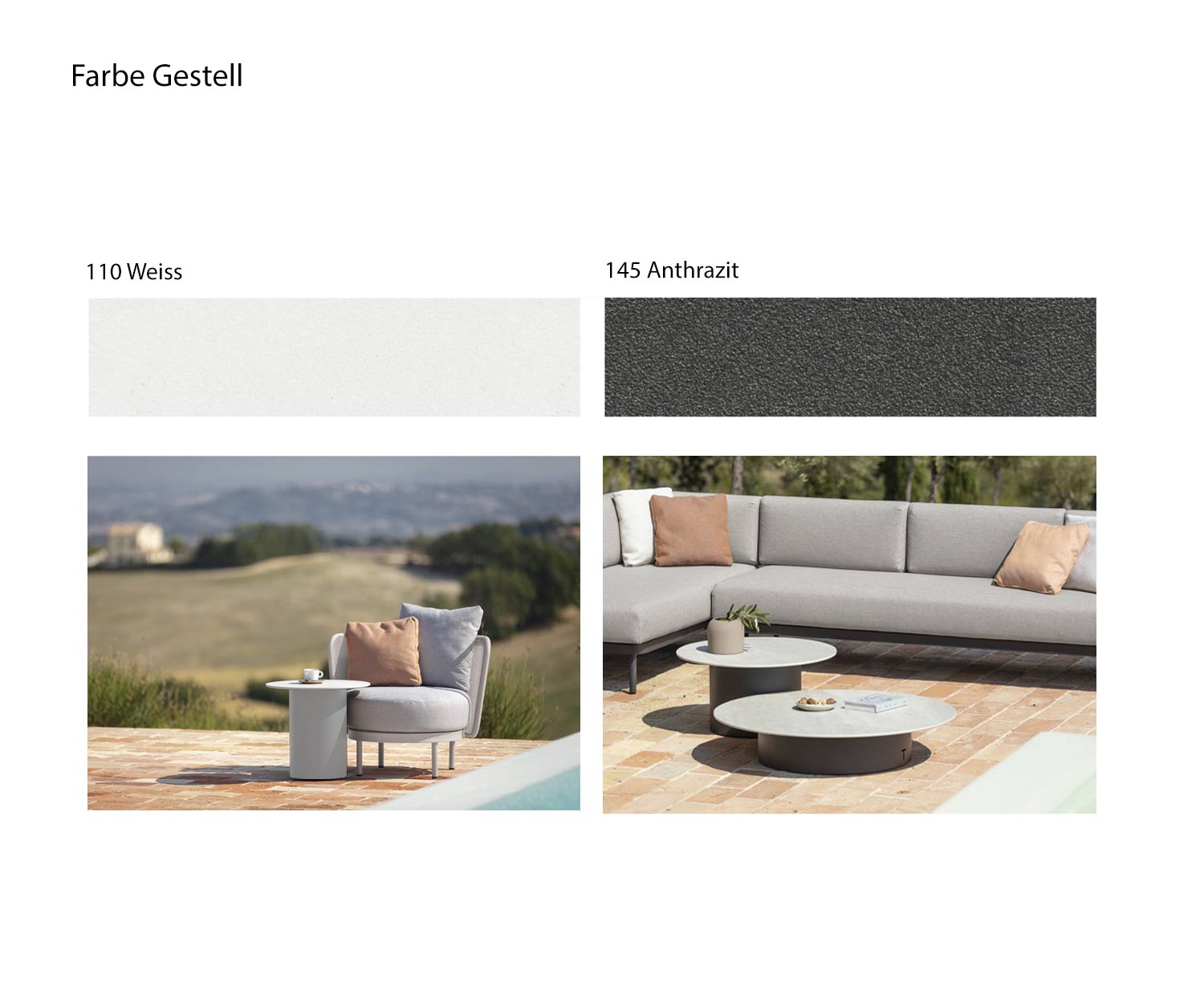 Design Beistelltisch Branta Edelstahl Gestell Farbe Weiß Anthrazit