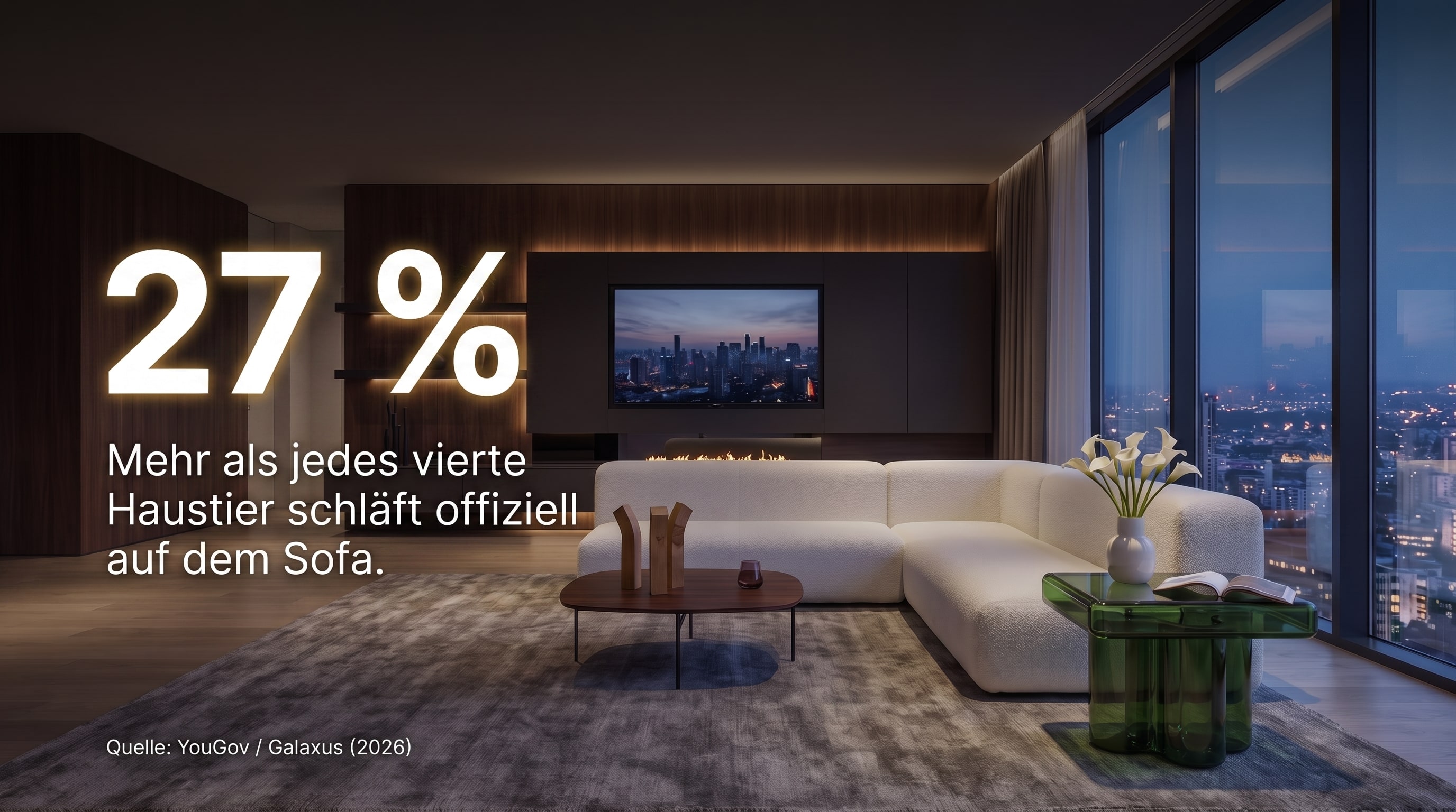 27 % – Mehr als jedes vierte Haustier schläft offiziell auf dem Sofa.