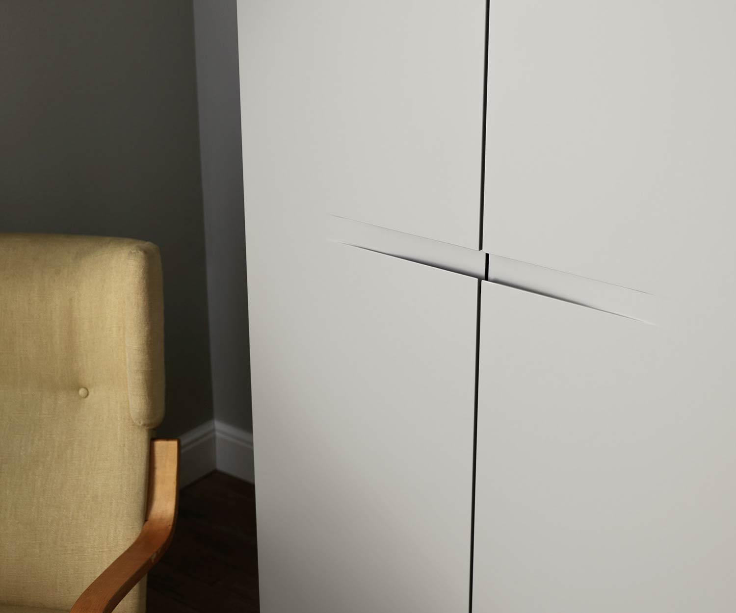 Hochwertiger Livitalia Schlafzimmer Design Kleiderschrank Vela in Hellgrau Matt