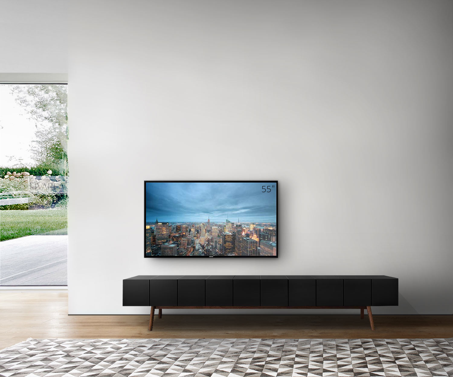 Exklusives al2 Design TV Design Lowboard MOS I KO 005 B in Schwarz lackiert