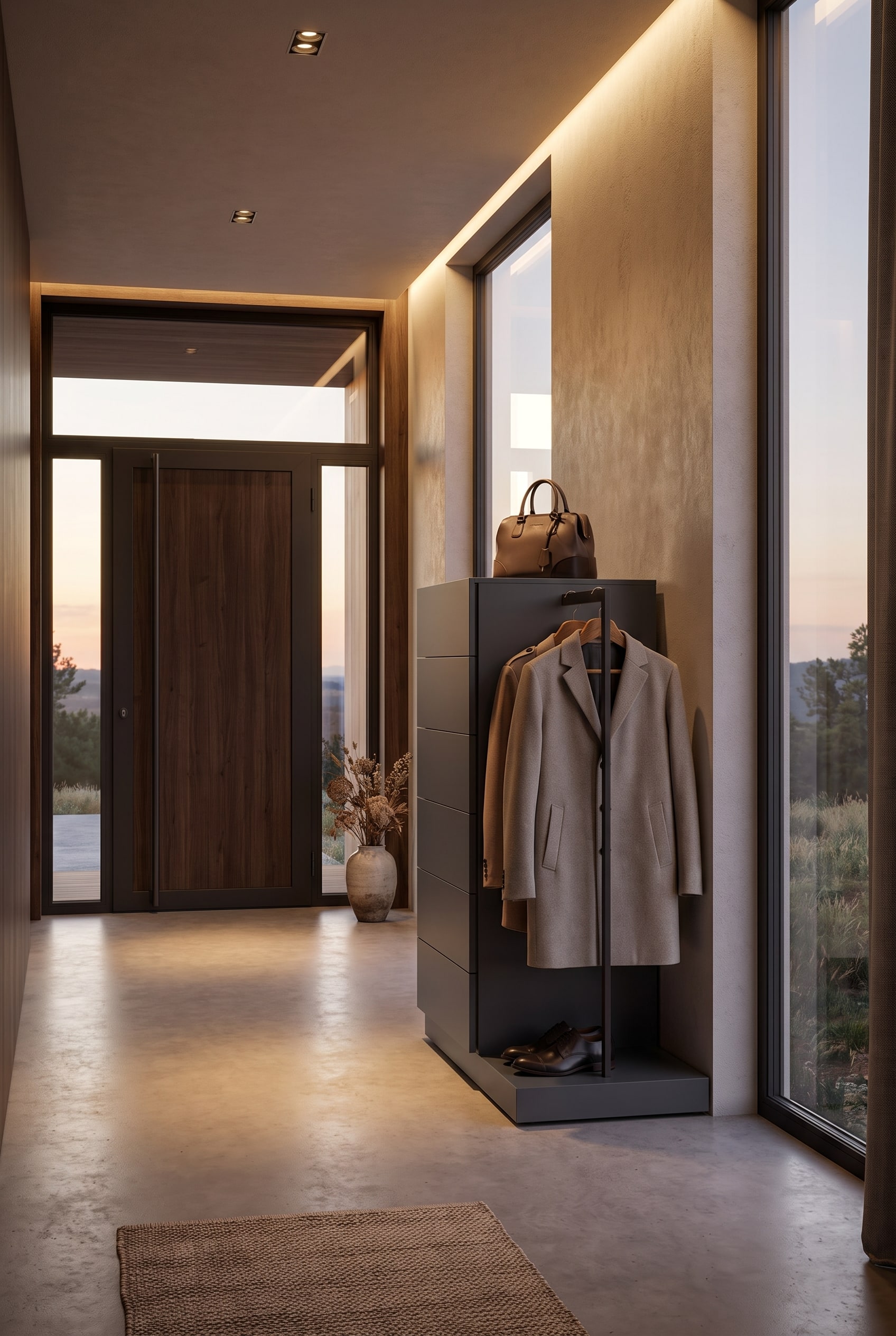 Moderner Flur mit Garderoben-Hochkommode Moderner Flur mit Garderoben-Hochkommode