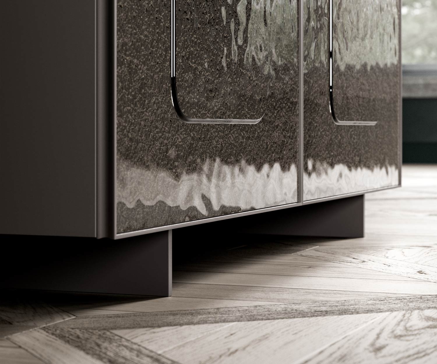 Ozzio Giulia X311 Design Sideboard mit Bronze Gold Glas