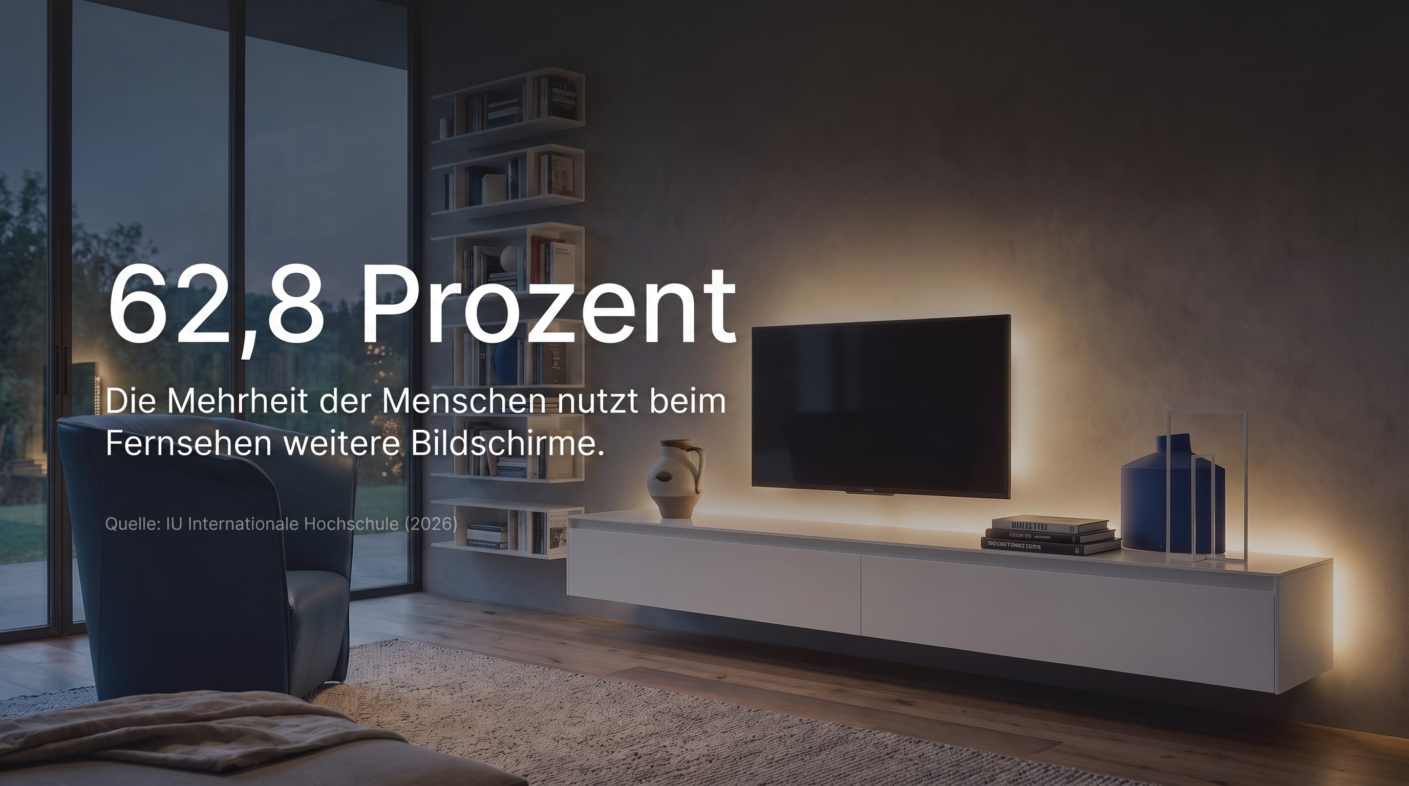 62,8 Prozent – Die Mehrheit der Menschen nutzt beim Fernsehen weitere Bildschirme.