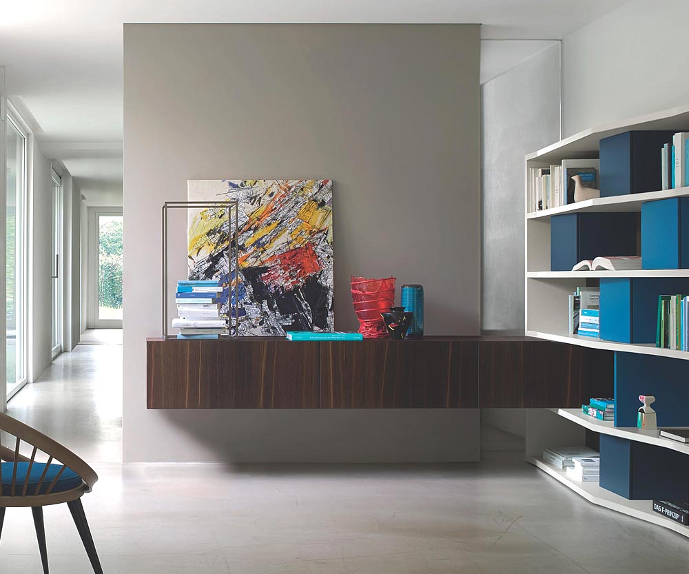 Holz Wand Design Lowboard 240 cm 32 cm 56 cm Eiche braun